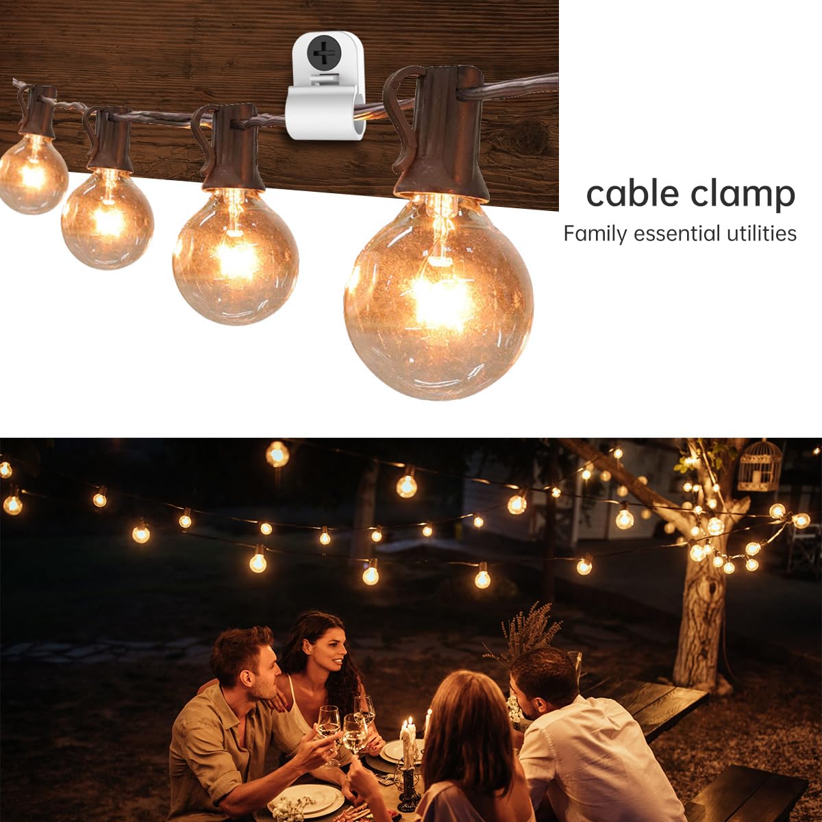 50-Pack White Plastic Christmas Light Clips - Screw-in Hangers for LED Fairy Lights, Outdoor String Lights & Holiday Decorations - Perfect for Roof, Gutters, Windows & Indoor Decor