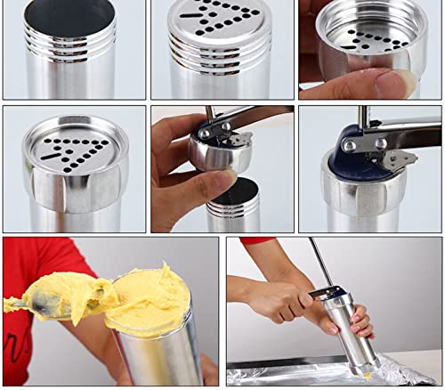 Premium Stainless Steel Cookie Press Gun with 20 Decorative Discs & 4 Icing Tips - Professional Spritz Cookie Maker for Baking, DIY Biscuits, and Cake Decorating - Perfect for Holiday Baking, Party Treats, and Home Kitchen Use