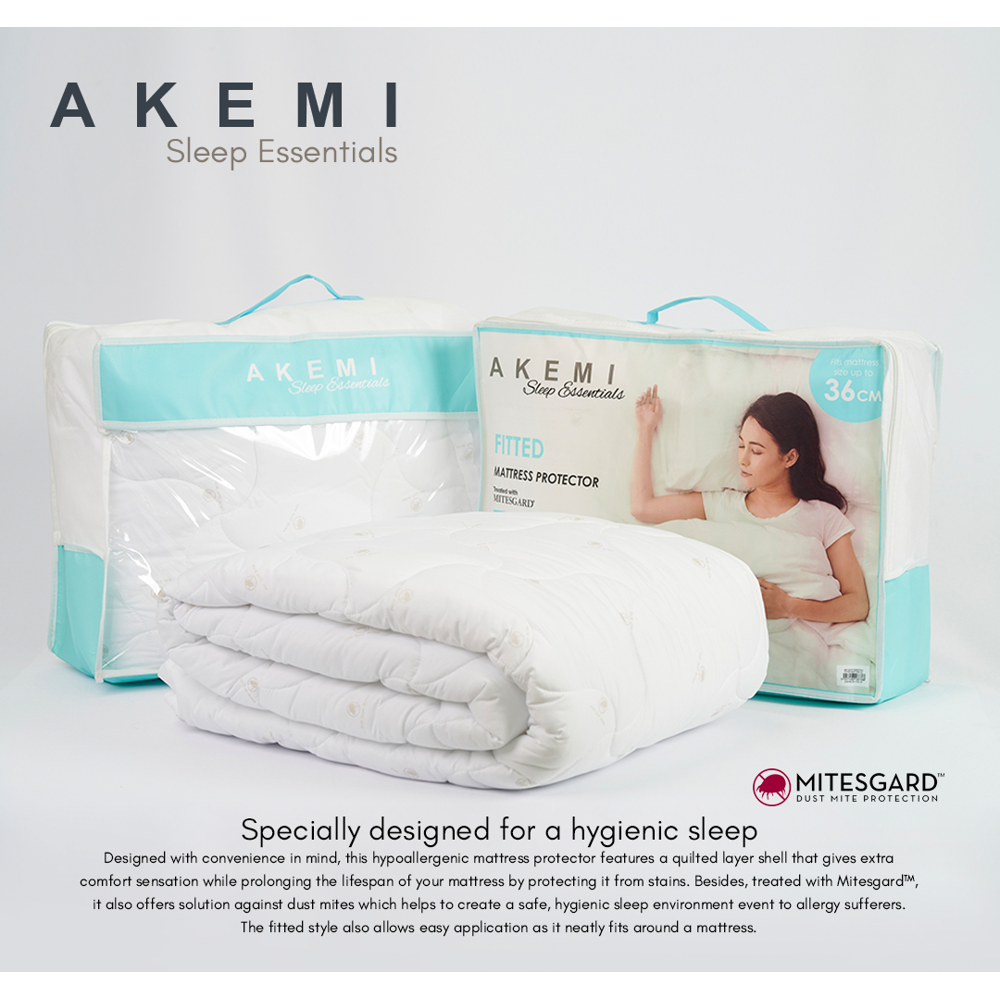Akemi Sleep Essential Fitted Mattress Protector King Size - Waterproof, Hypoallergenic Bed Cover for Allergy Relief & Spill Protection - Perfect for Bedrooms, Guest Rooms & Dormitories