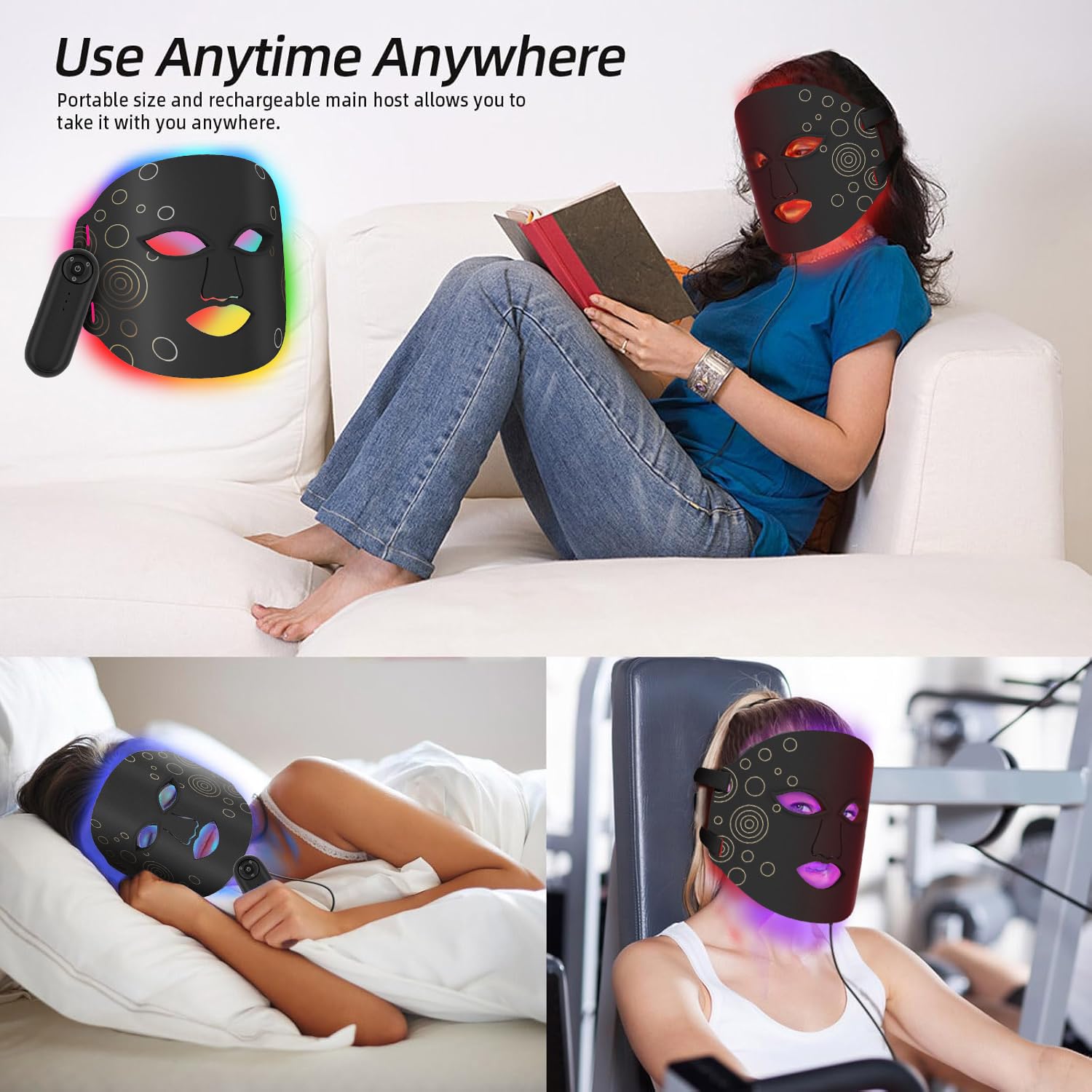 Red Light Therapy Mask for Face - Multi-Color LED Photon Spa Facial Skin Care Device | Treats Acne, Wrinkles & Skin Rejuvenation | FSA/HSA Eligible | Perfect for Home Skincare Routine & Spa Treatments