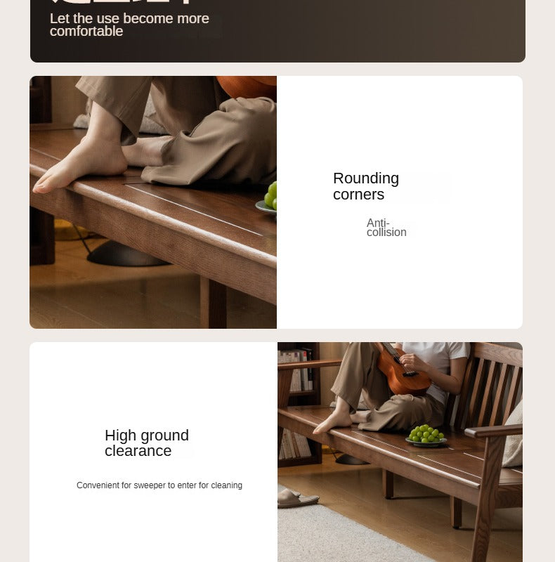 Solid Oak Wood Straight Sofa - 4 Fabric Color Options for Living Room, Office & Lounge Areas