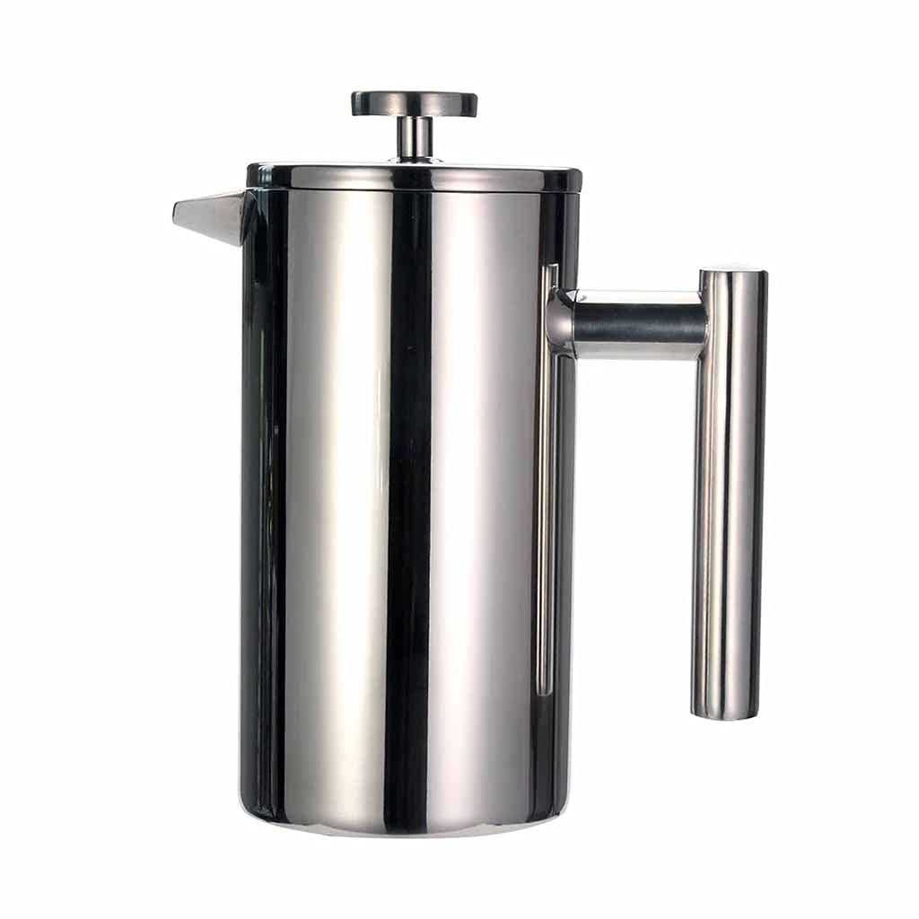 Premium Stainless Steel Coffee & Tea Maker - Double Wall Vacuum Insulated Glass Brewer with Filter | Portable for Home, Office & Travel | Perfect for Iced Coffee, Loose Leaf Tea & French Press Style Brewing