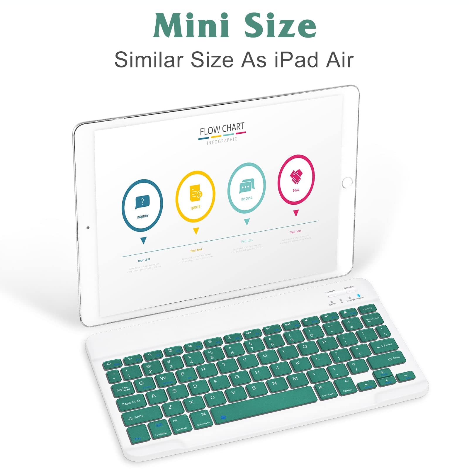 Rechargeable Bluetooth Keyboard and Mouse Combo - Ultra Slim Full-Size Wireless Keyboard with Ergonomic Mouse for Lenovo Legion Pro, Mac, iPad, Tablet, PC, Laptop - Jade Green - Perfect for Home Office, Gaming, and Remote Work
