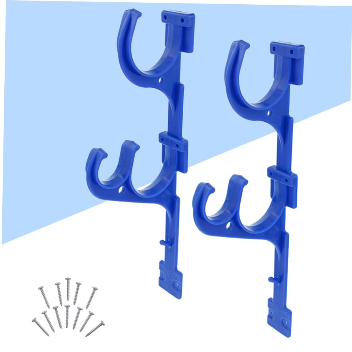HEMOTON Pool Leaf Rake Hook & Hanger Set - Heavy Duty Pool Pole Holder, Skimmer Hook & Accessory Bracket for Swimming Pool Maintenance & Cleaning Supplies