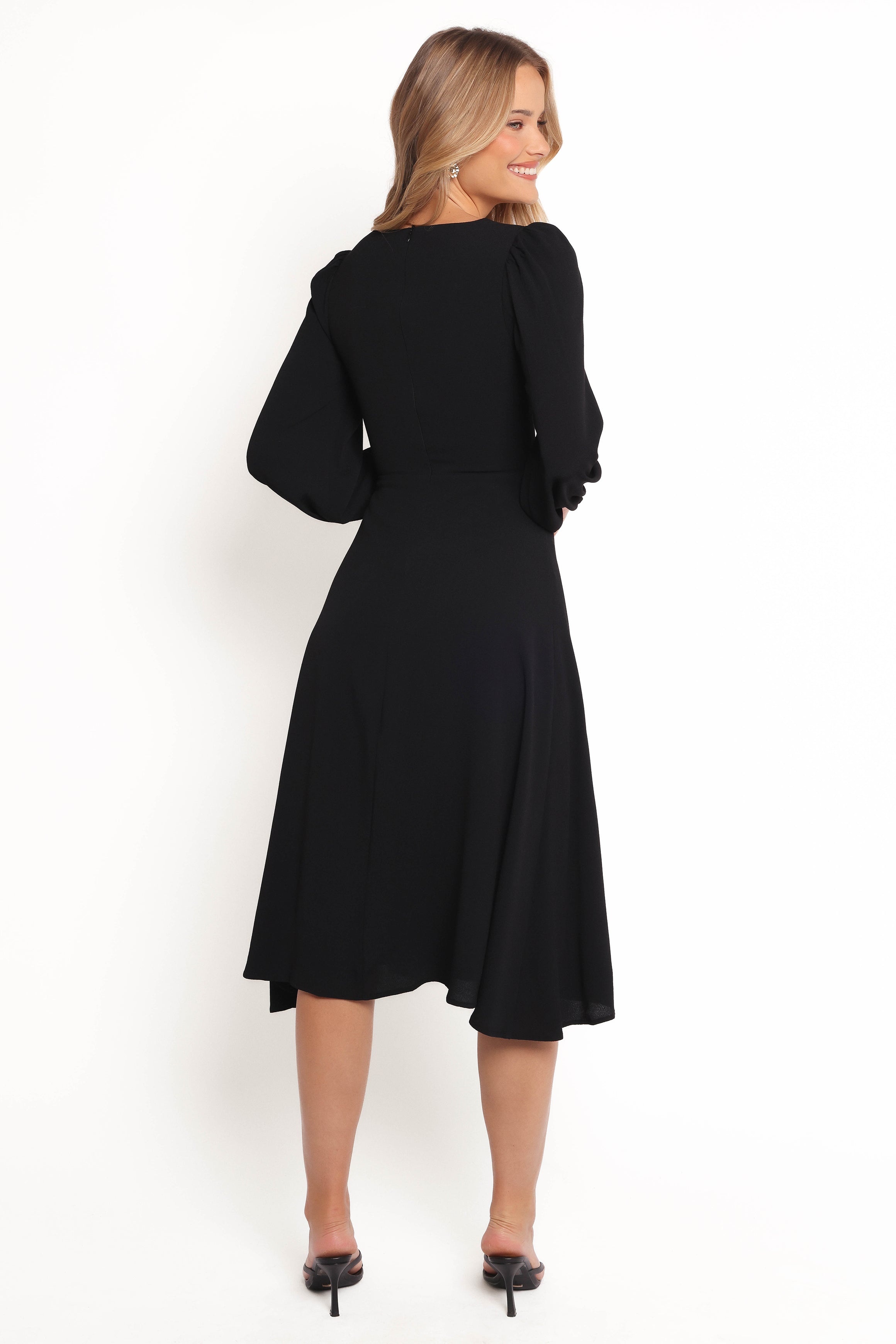 Franklin Women's Long Sleeve Midi Dress - Elegant Black Casual Dress for Fall & Winter | Perfect for Office, Date Night & Holiday Parties
