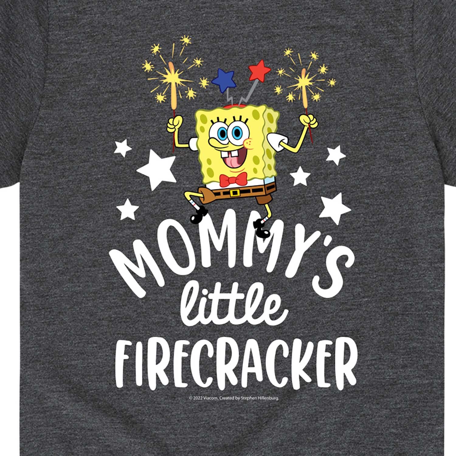 Spongebob Squarepants Mommy's Little Firecracker Graphic T-Shirt for Toddlers & Kids - Soft Cotton Short Sleeve Tee - Perfect for Birthday Gifts, Playdates & Casual Wear