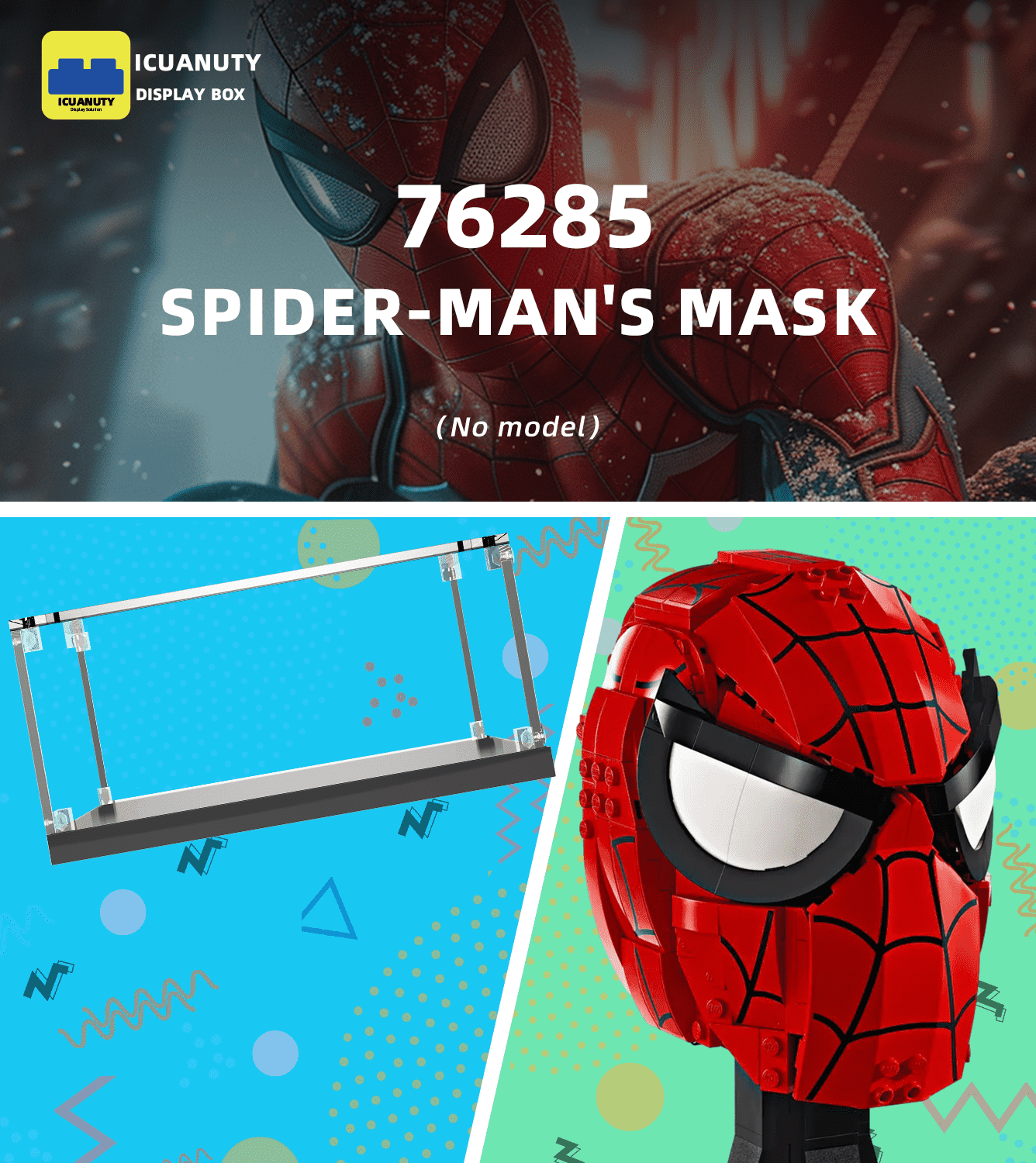 Lego Marvel Spider-Man's Mask 76285 Display Case - Clear Acrylic Showcase for Collectible Lego Sets - Perfect for Home Decor, Office Display & Gift Giving