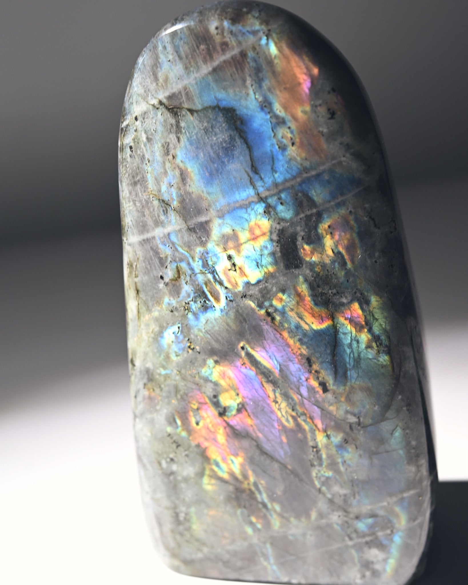 Natural Purple Labradorite Free Form Stone - Polished Healing Crystal (4.1lbs) for Meditation, Home Decor & Spiritual Energy Work