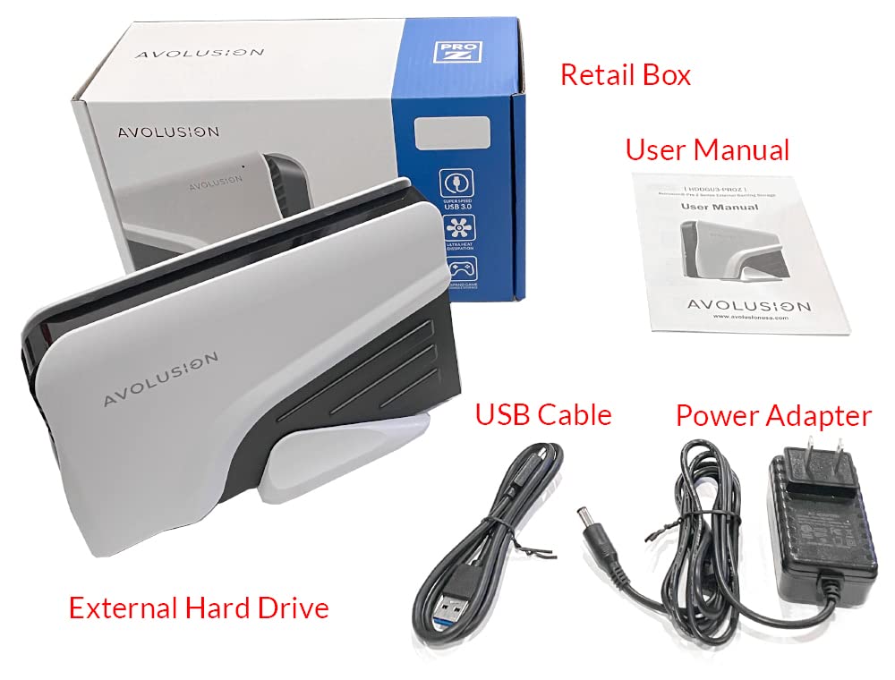Avolusion PRO-Z 6TB USB 3.0 External HDD for PS5/PS4 Gaming - White (Renewed) - Perfect for Game Storage & Backup