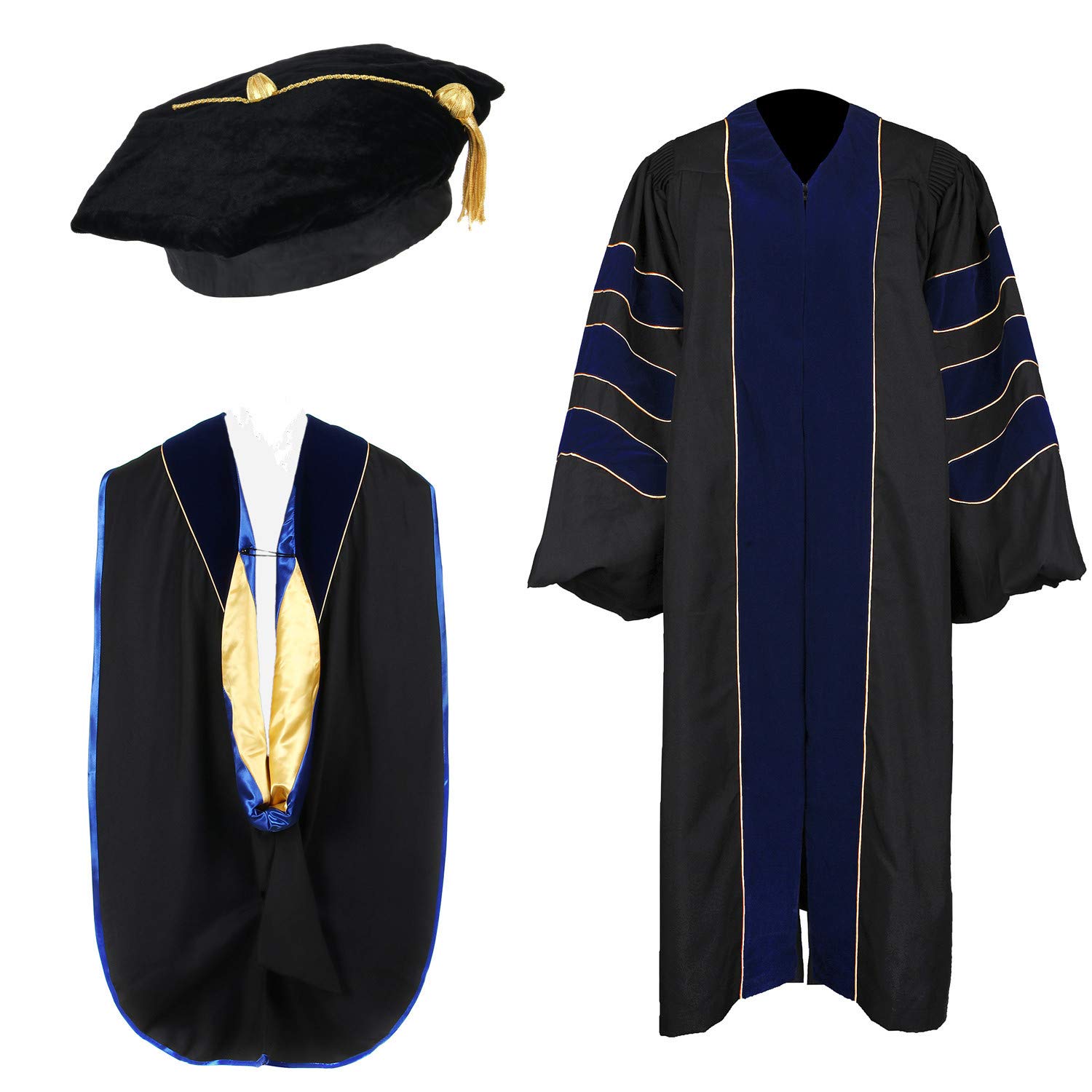 Premium Unisex Graduation Gown Set with Hood & Tam - 8-Piece Complete Commencement Attire for High School & College Ceremonies - Perfect for Graduation Photos & Academic Events