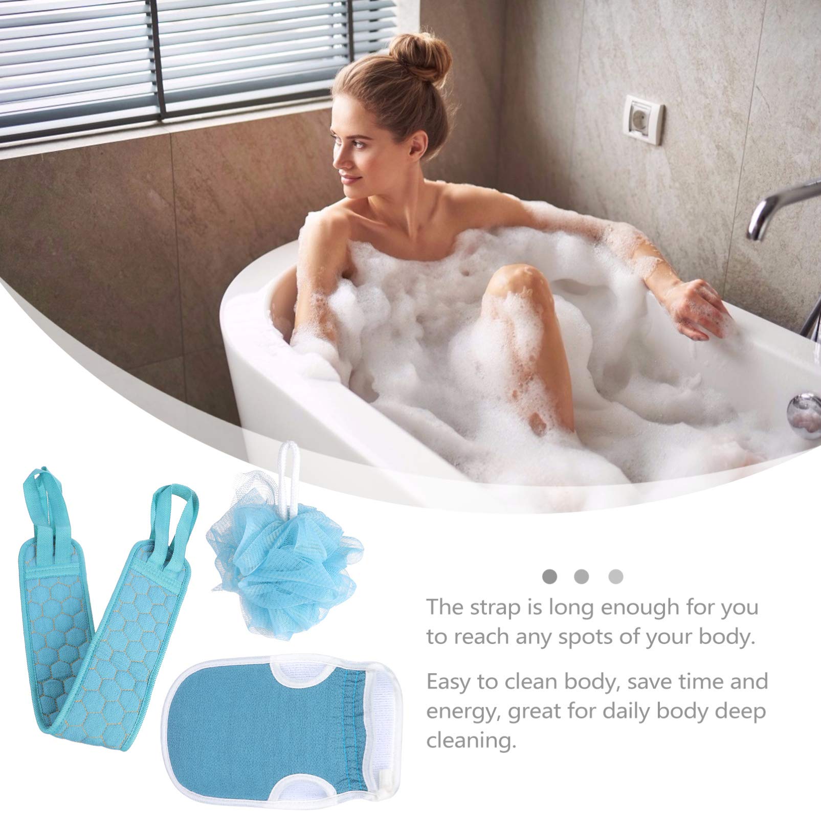 Exfoliating Bath Towel Set of 3 - Premium Body Scrubber for Shower, Back Exfoliator, Bath Mitt & Wash Gloves - Spa Quality Loofah Sponge & Exfoliating Pad for Smooth Skin - Perfect for Home Spa, Shower Routine & Self-Care Days