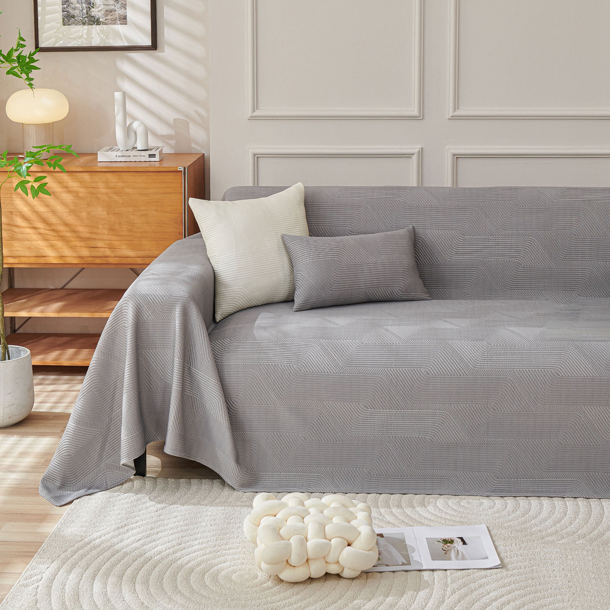 Modern Geometric Checkered Sofa Cover - Soft, Durable & Pet-Friendly Couch Protector with Minimalist Design | Perfect for Living Room, Bedroom & Home Decor