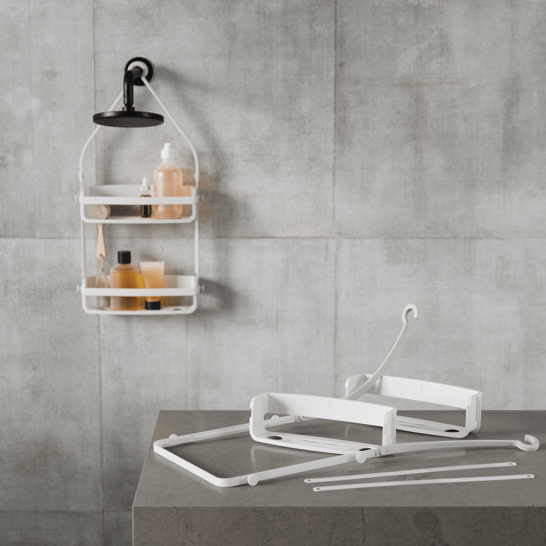 Stainless Steel Flex Shower Caddy Organizer - Rustproof Bathroom Storage Shelf with Adjustable Hooks - Perfect for Small Spaces, Apartments & Dorm Rooms