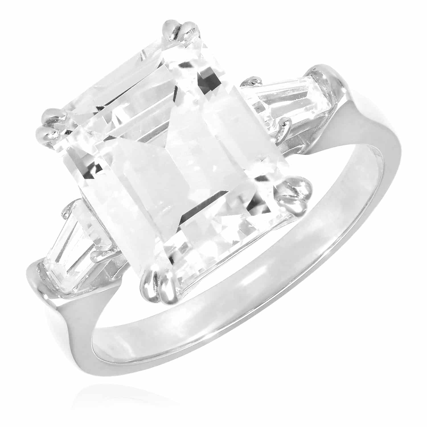 3.30CTW Radiant Cut Cubic Zirconia 3-Stone 14K White Gold Engagement Ring for Women - Perfect for Proposals, Anniversaries & Bridal Jewelry