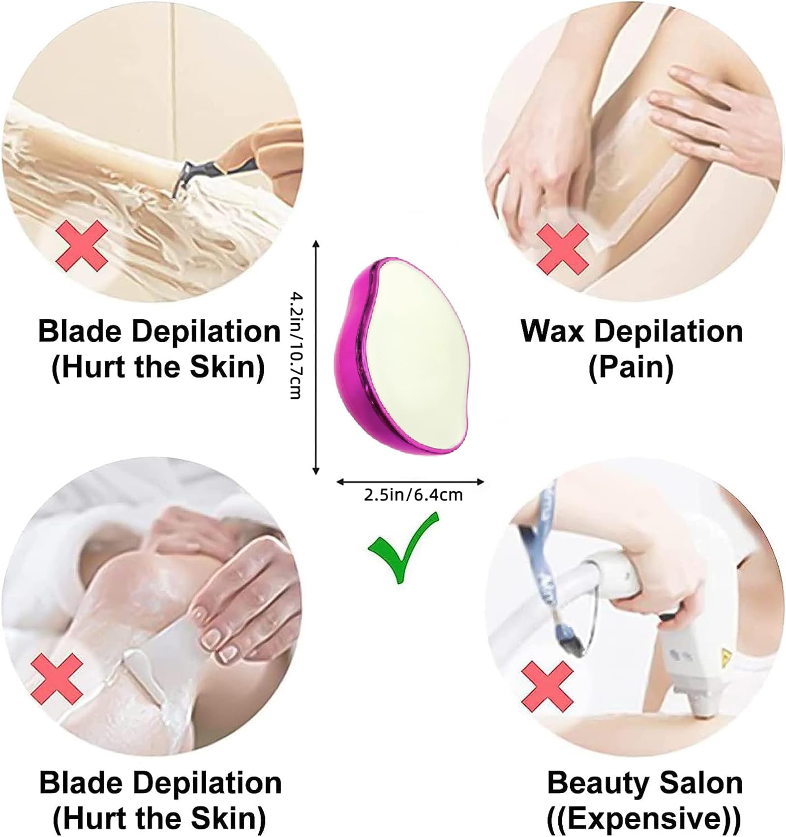 Reusable Bleame Crystal Hair Eraser for Women - Purple Hair Removal Stone & Shaving Tool | Smooth Skin at Home, Travel & Salon Use