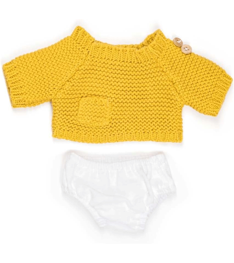 Miniland 32cm Doll Clothes Set - Yellow Jumper & Bloomer Outfit for American Girl Dolls | Perfect for Dress-Up, Pretend Play & Collecting