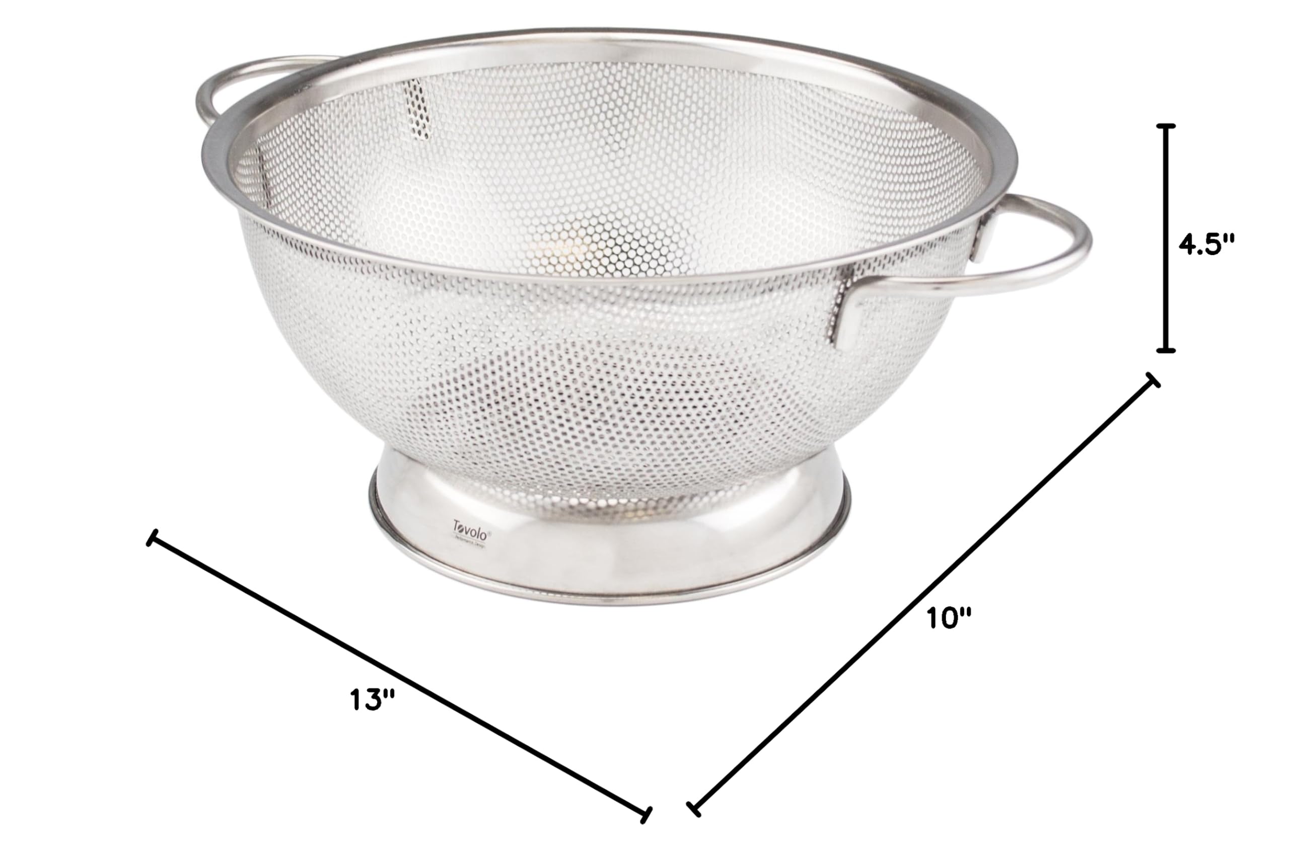 Tovolo 2.5 Quart Stainless Steel Colander - Rust-Resistant Pasta Strainer & Vegetable Washer with Looped Handles & Stable Rimmed Base - Perfect for Kitchen Food Prep, Salad Washing & Draining Pasta