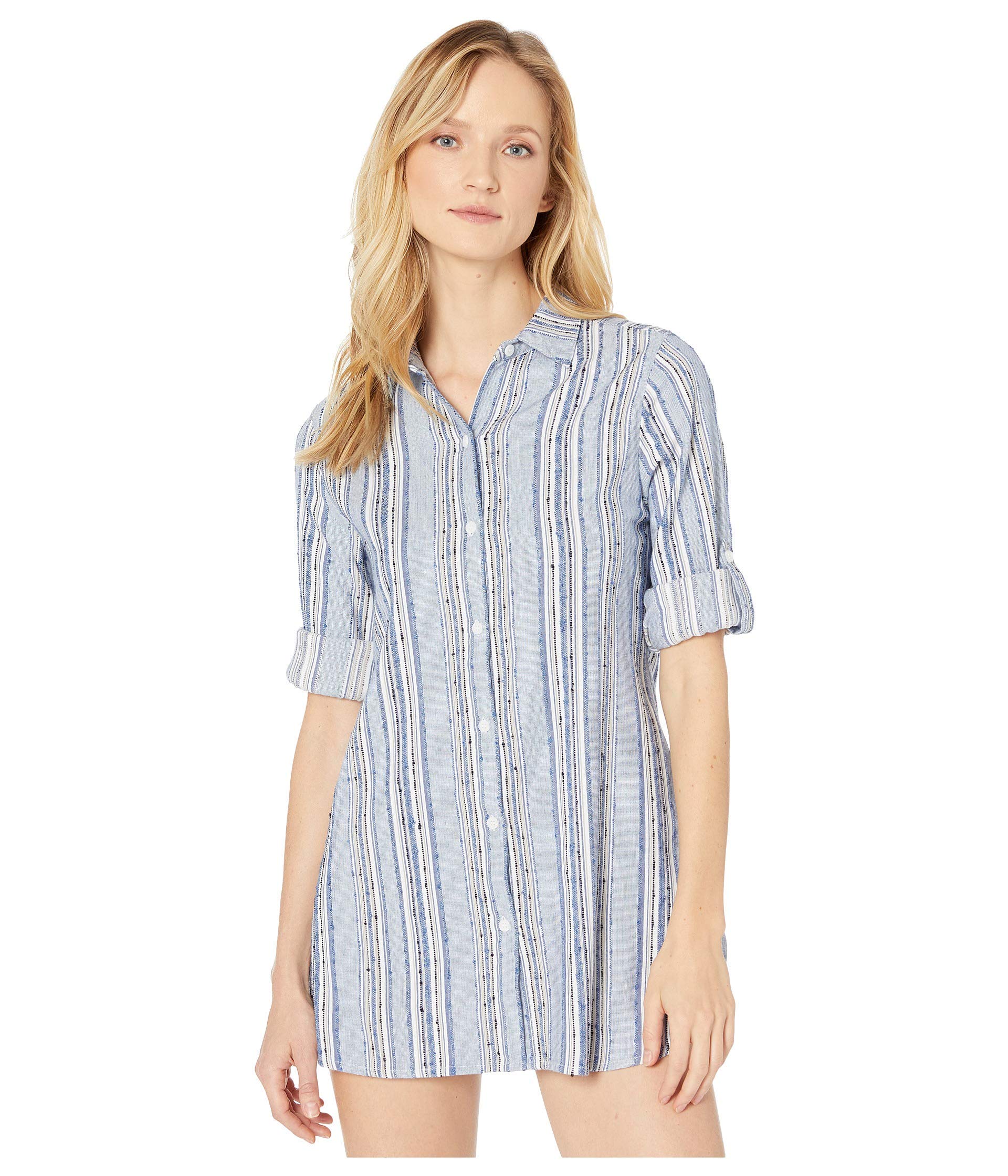 Tommy Bahama Sail Forth Boyfriend Shirt Cover-Up - Women's Lightweight White Beach Shirt for Summer Vacation, Pool Party & Resort Wear