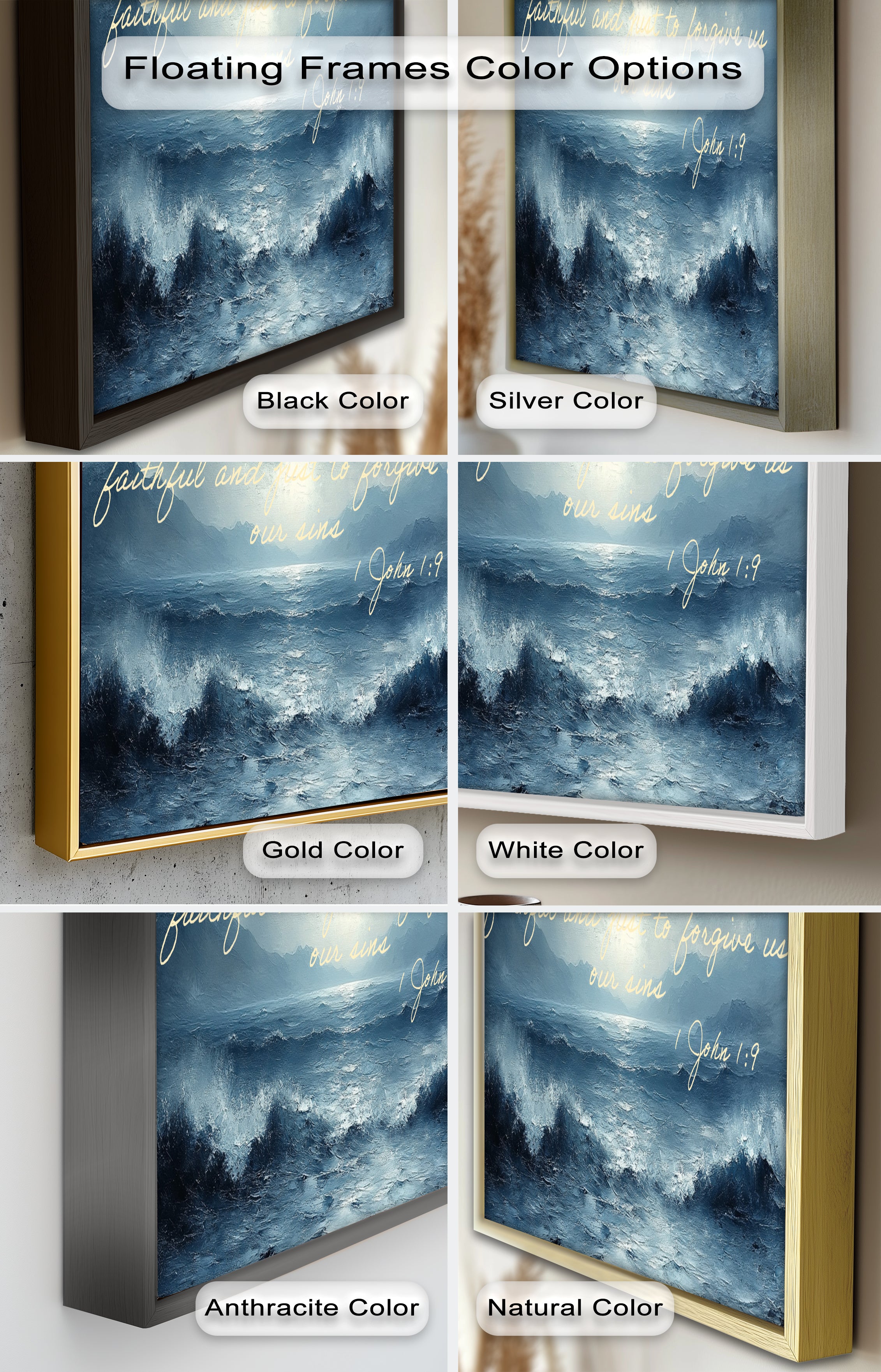 1 John 1:9 Bible Verse Oil Painting - Christian Scripture Wall Art for Home Decor, Church & Office - Forgiveness and Grace Religious Gift
