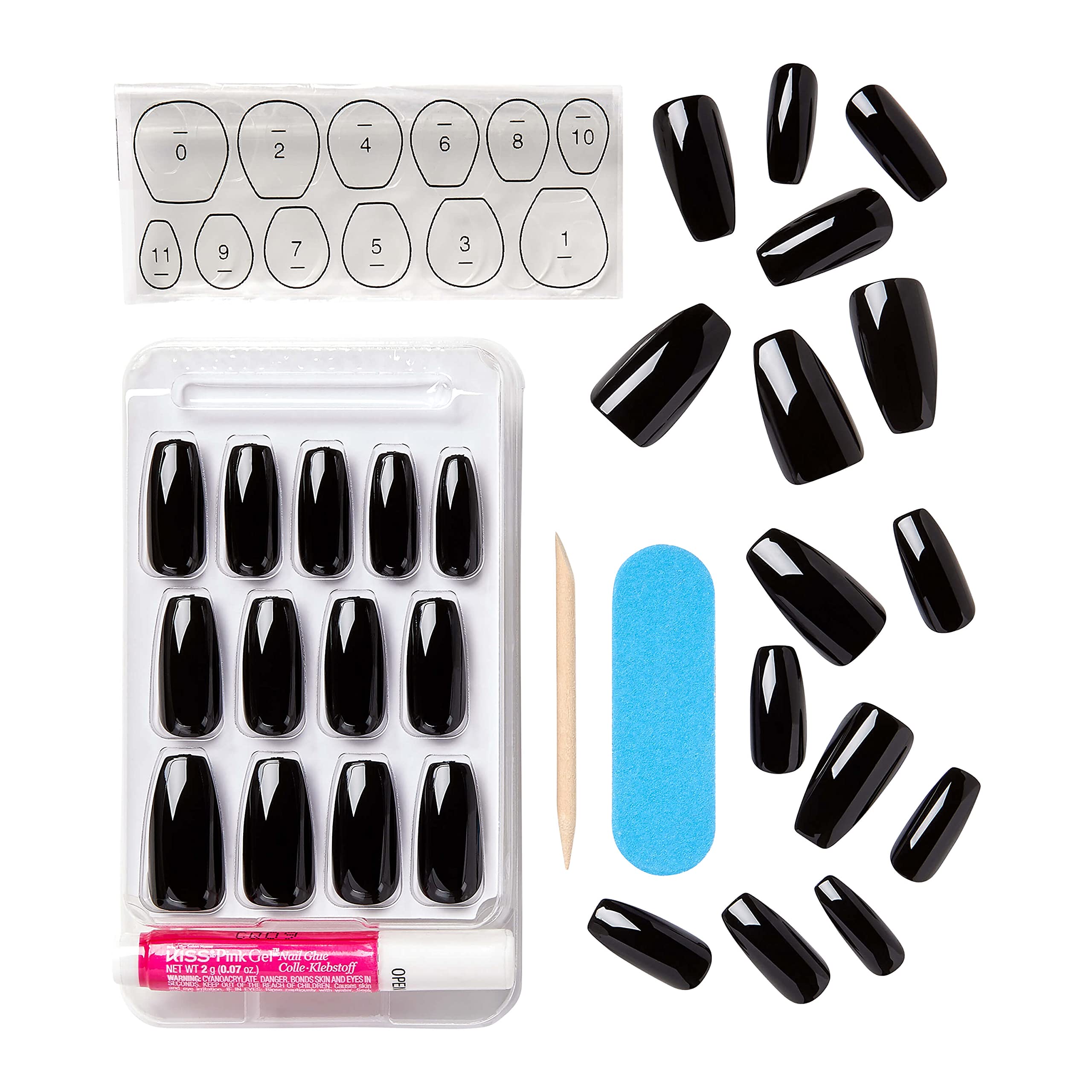 Kiss Salon Color Special Halloween Design Fake Nails - Long Coffin Shape, 28 Pieces, 'Don't Touch Me' Style for Costume Parties & Spooky Events