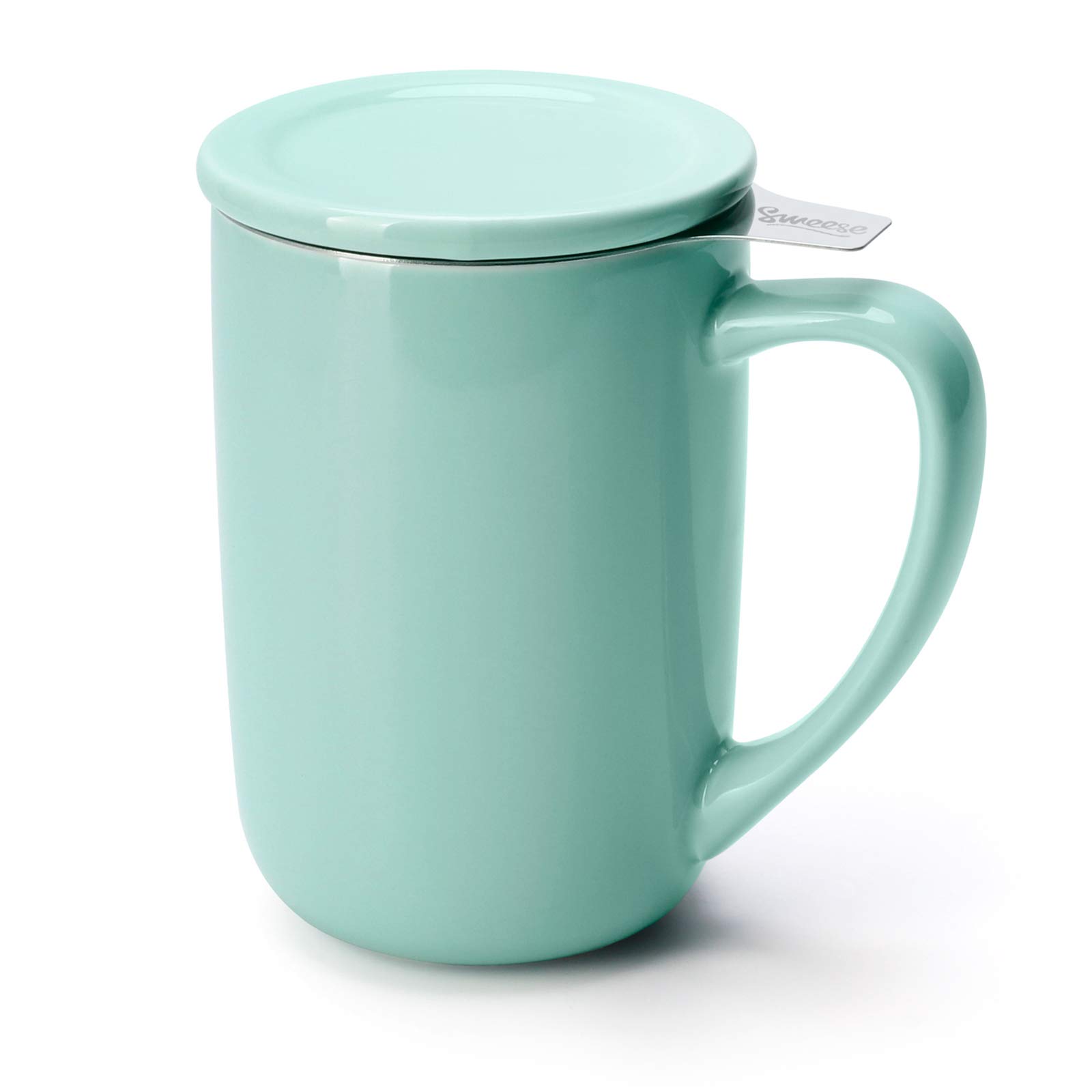 Sweese 16oz Porcelain Tea Mug with Infuser & Lid - Premium Loose Leaf Tea Cup for Tea Enthusiasts, Elegant Mint Green - Perfect for Home, Office & Relaxing Tea Time Gifts