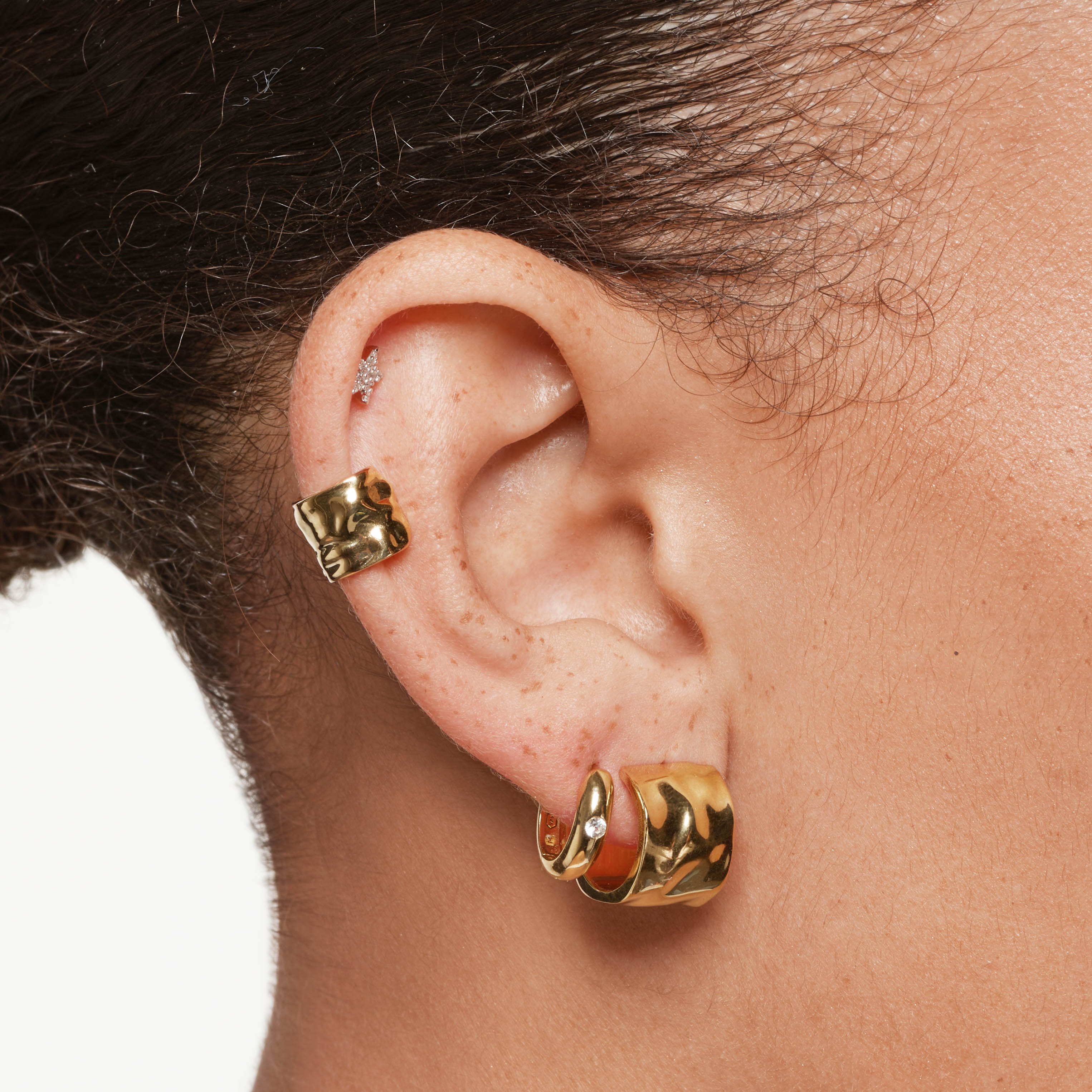 Organic Hammered Gold Ear Cuff - Boho Chic Earring for Women - Perfect for Parties, Weddings & Everyday Wear