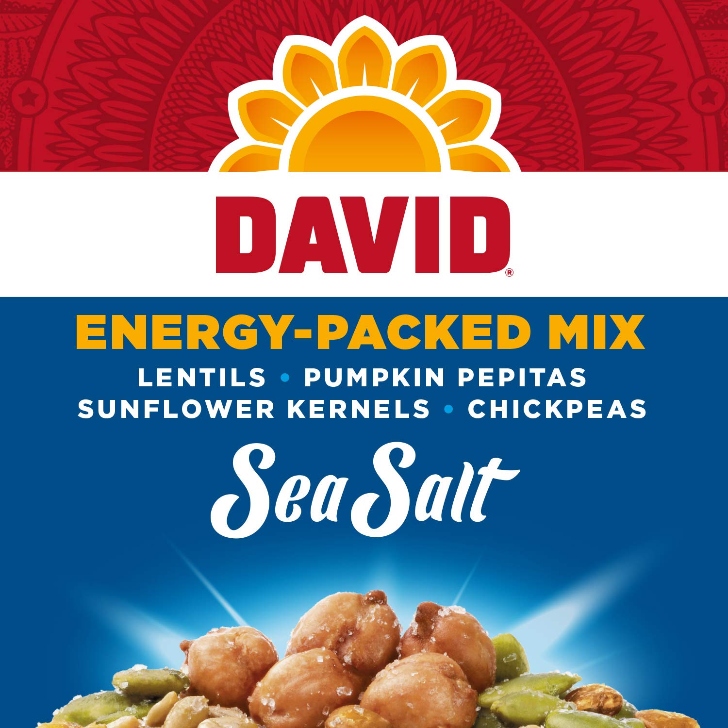DAVID Seeds Sea Salt Energy-Packed Snack Mix, 5 Oz (Pack of 8) | High Protein Trail Mix for Hiking, Gym & Office Snacks | Healthy Nuts & Seeds Snack for Energy Boost