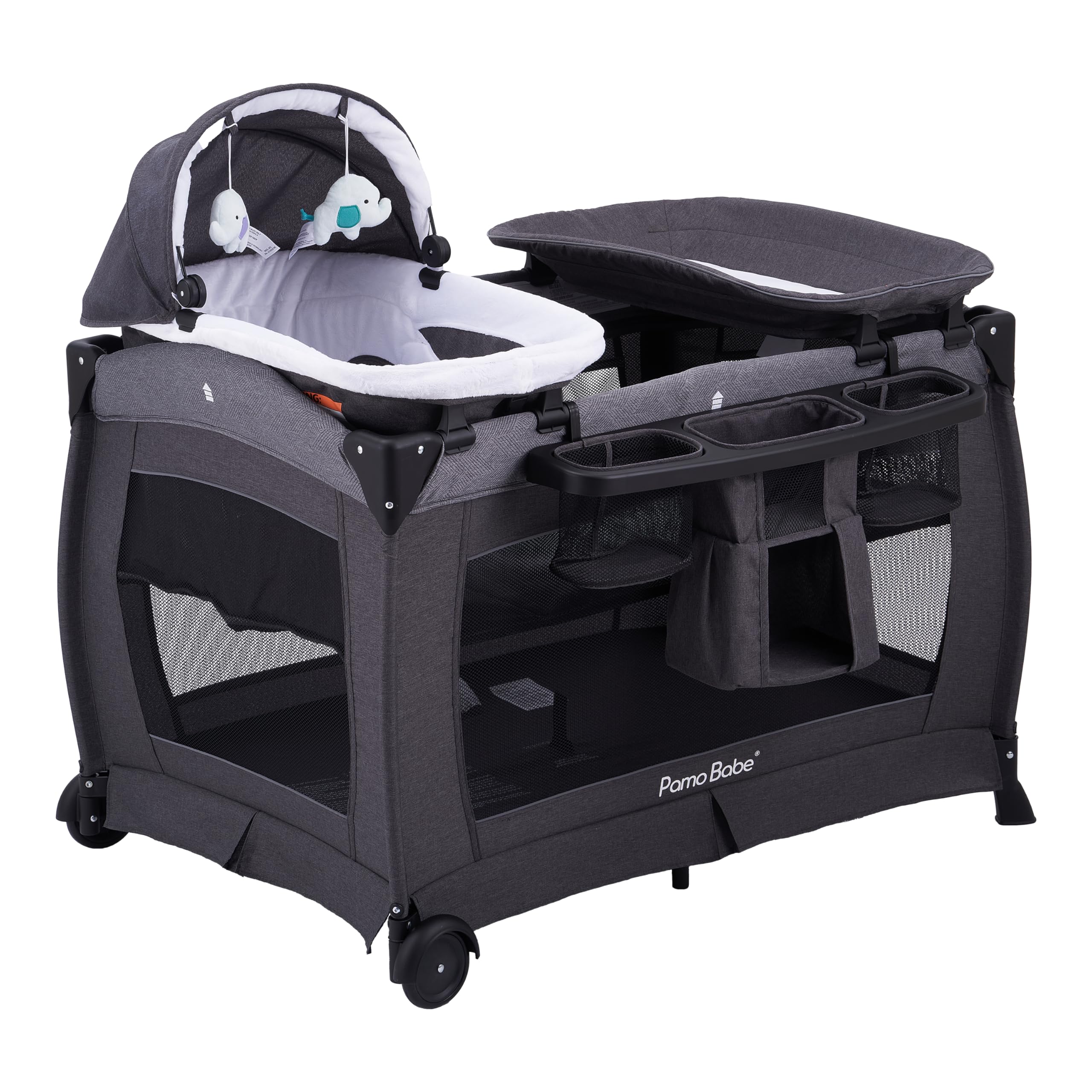 Pamo Babe Foldable Baby Playpen with Mattress - Portable Playard for Toddlers & Newborns - Includes Changing Station - Ideal for Home, Travel & Daycare Use