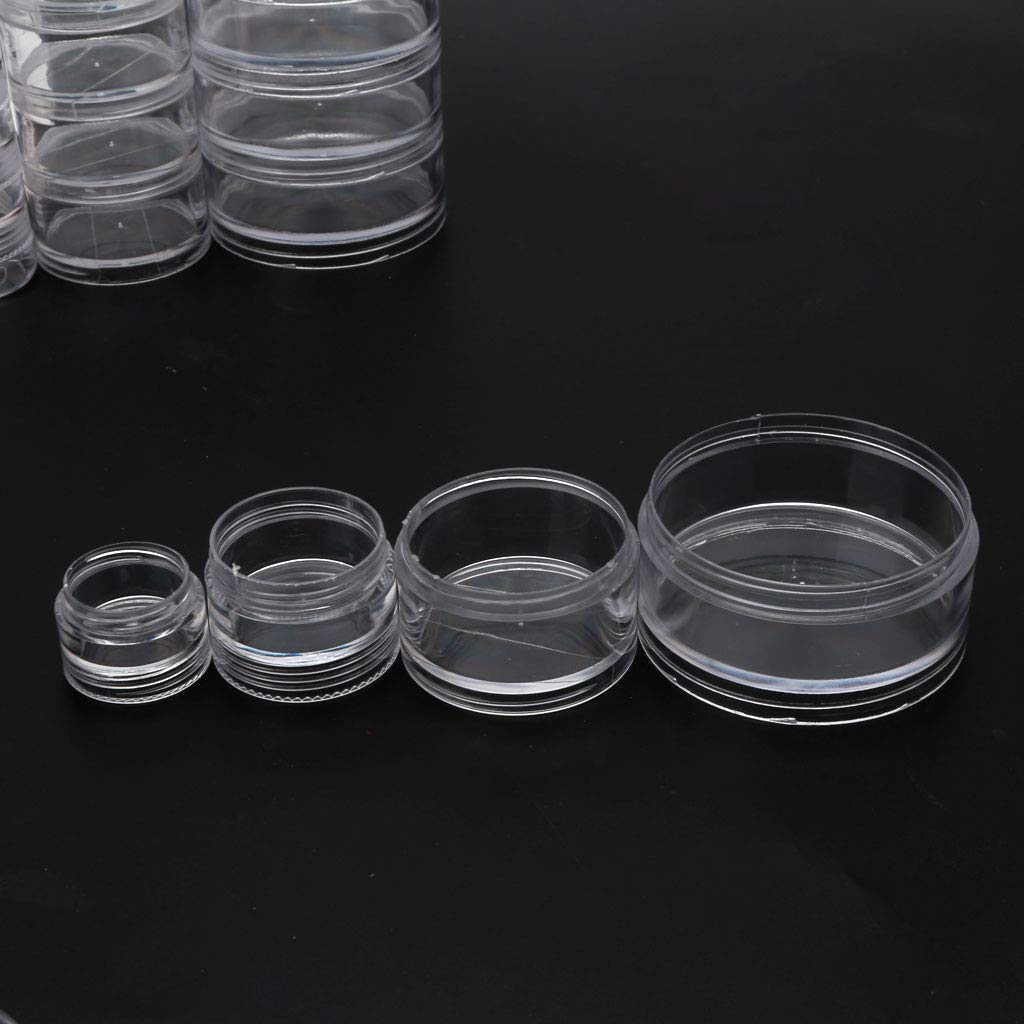 5 Layer Stackable Bead Storage Containers - Clear Plastic Round Organizer Box with Screw Lids for Jewelry Making, Crafts, Small Parts & DIY Supplies - Perfect for Beads, Buttons, Glitter & Craft Room Organization
