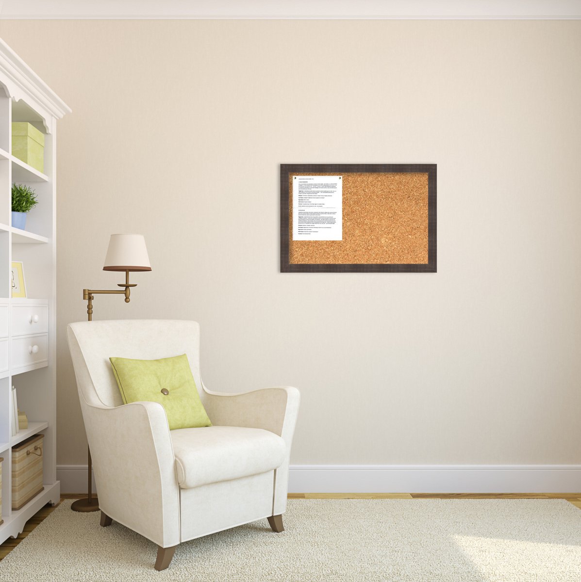 Amanti Art 18x26 Natural Cork Board with Brown Wood Frame - Rustic Farmhouse Pinboard for Office & Home Organization - Perfect for Vision Boards, Memo Displays & Wall Decor