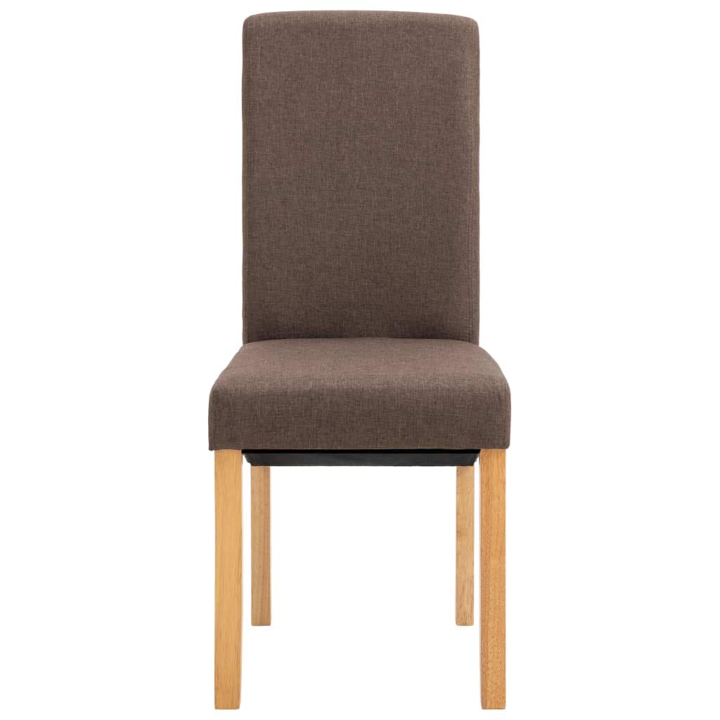 vidaXL Dining Chairs Set of 2 - Wooden Frame Upholstered Fabric Accent Chairs for Kitchen, Dining Room & Living Room - Brown Fabric - Perfect for Family Meals, Entertaining Guests & Home Decor