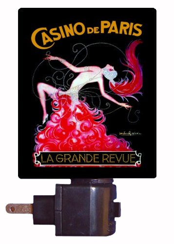 Vintage Casino de Paris Night Light - Retro Poster Design LED Night Lamp for Bedroom, Nursery, Living Room, Home Decor & Gift Idea