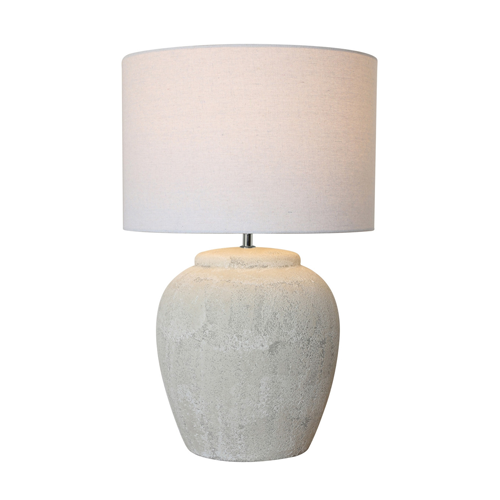 Elegant Beige Ceramic Table Lamp with Natural Linen Shade - Perfect for Bedroom Nightstand, Living Room End Table & Home Office Decor