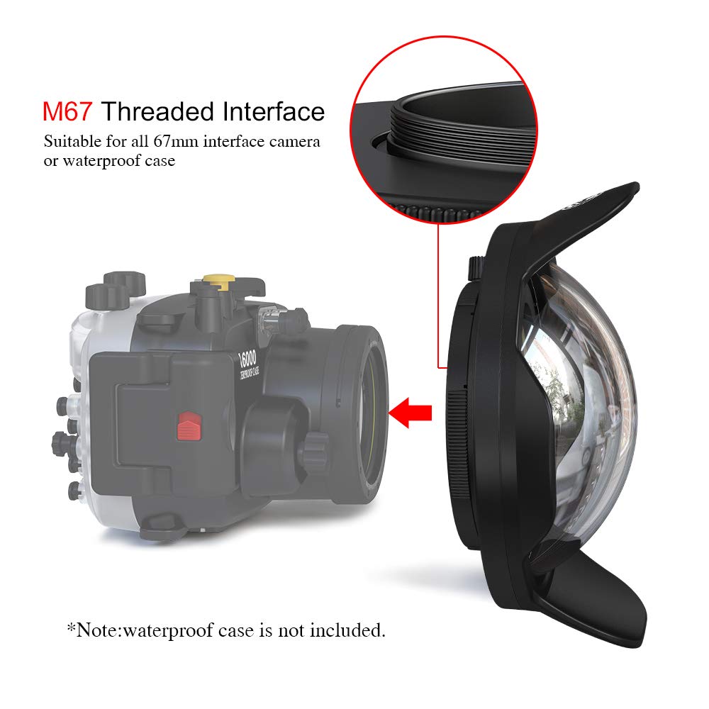 67mm Wide Angle Camera Lens for Sony Canon Nikon Fujifilm - Underwater Diving & Fisheye Photography with Seafrogs Meikon Housing - Perfect for Scuba, Snorkeling & Marine Adventures