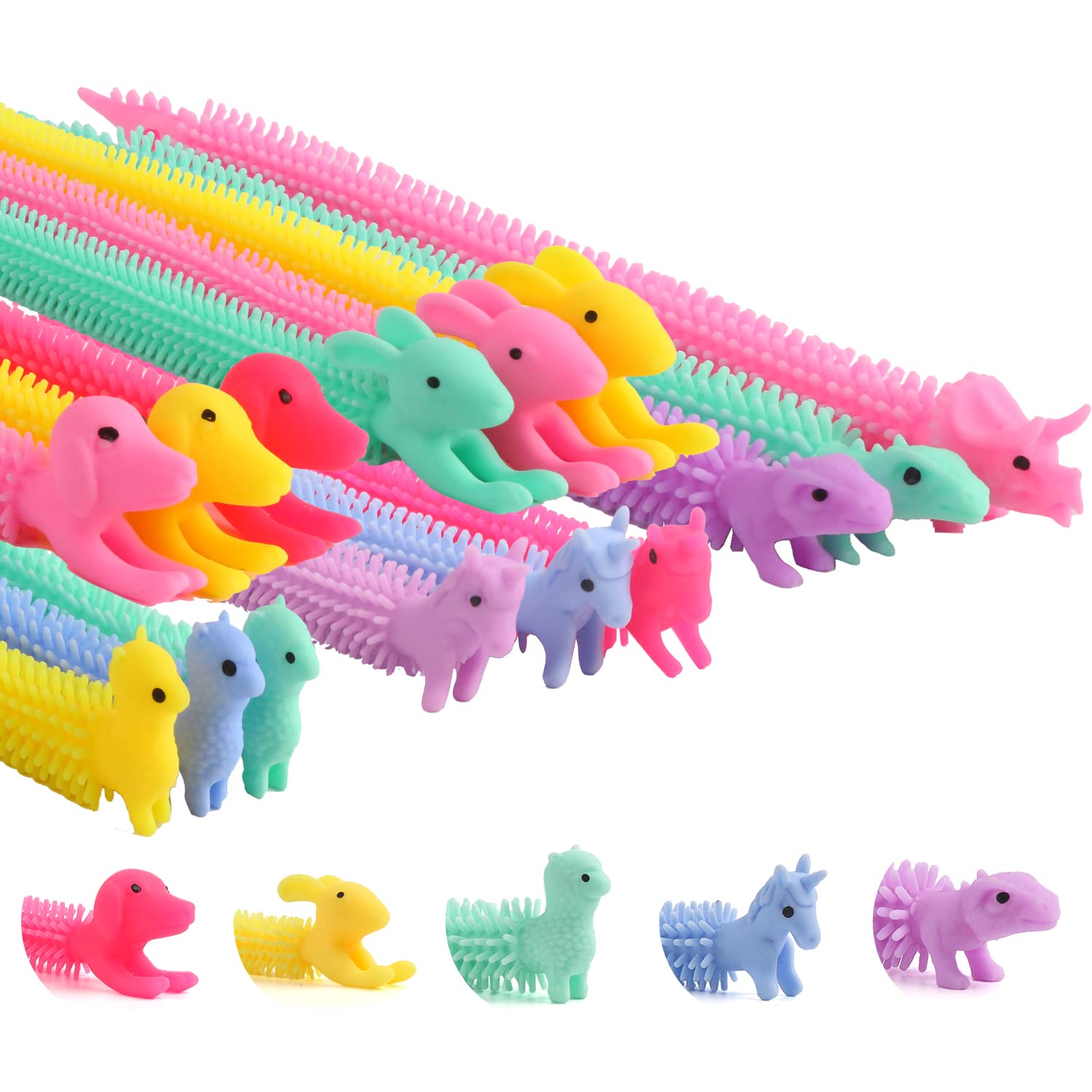 15 Pack Textured Monkey Noodles Stretchy Fidget Strings - Sensory Stress Relief Toys for Kids & Adults with ADHD, Autism - Anxiety Relief & Focus Aid (5 Styles) - Perfect for Classroom, Office & Home Use
