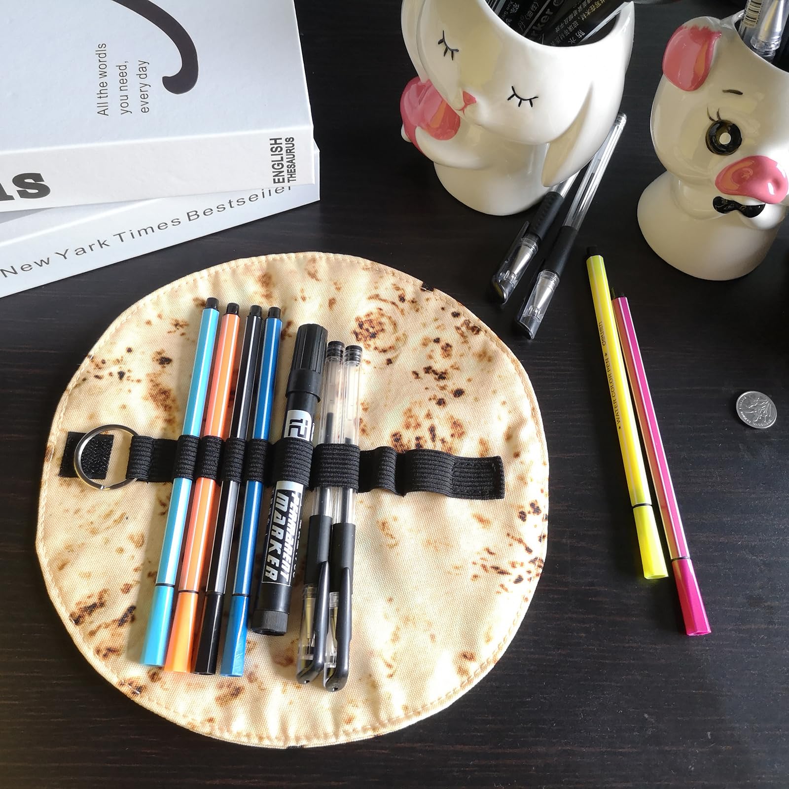 WONIU Creative Burrito Tortilla Pen Pencil Case - Funny Stationery Organizer for Makeup Brushes, Art Supplies & School Essentials | Portable Roll-Up Pouch for Travel, Office & Classroom Use