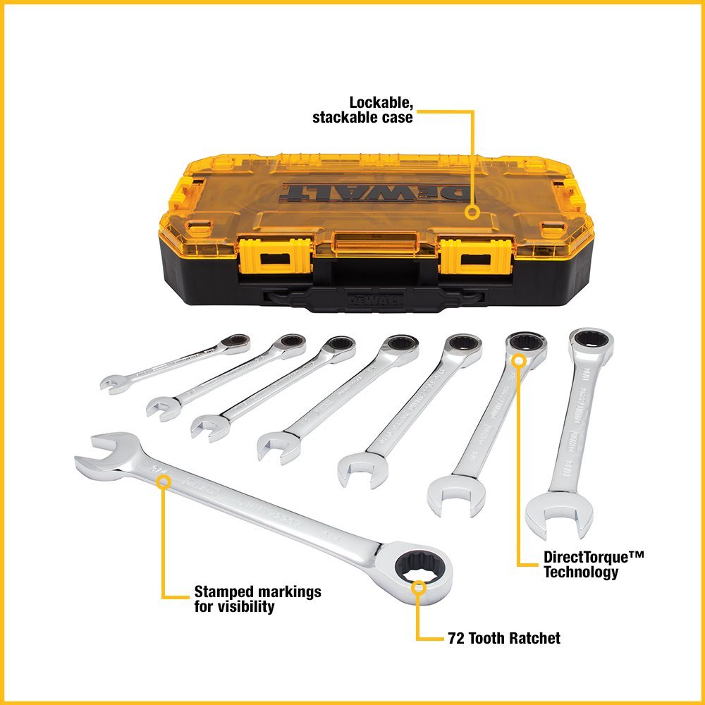 DEWALT 192-Piece Mechanics Tool Set with Ratcheting Wrench Kit - 8-Piece SAE Combination Wrenches (DWMT75049 & DWMT74733) for Automotive Repair, DIY Projects & Home Maintenance