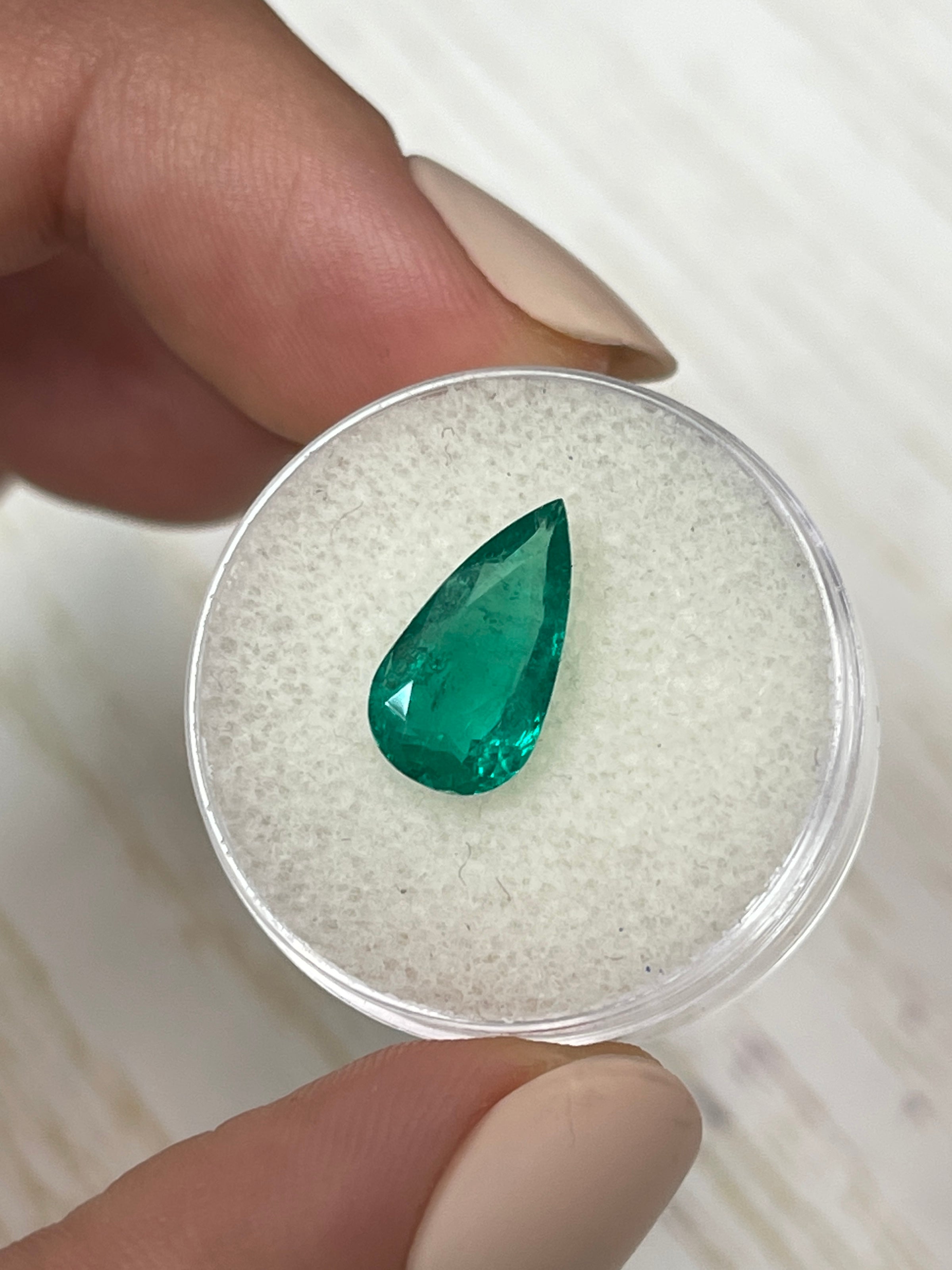 2.31 Carat Vivid Blue Green Natural Loose Colombian Emerald Pear Cut Gemstone for Jewelry Making - Perfect for Engagement Rings, Earrings & Necklaces