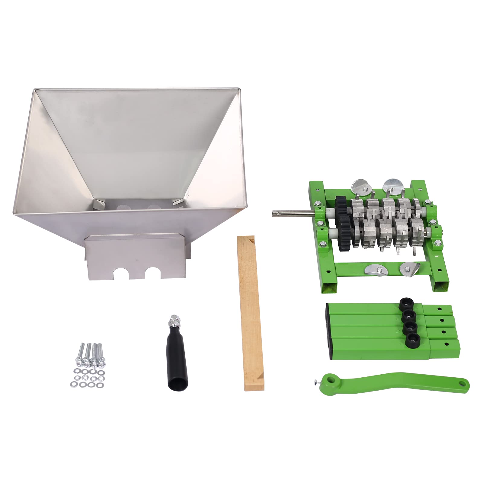 Stainless Steel 1.8 Gallon Manual Fruit Crusher - Apple Grape Juicer Grinder for Wine & Cider Pressing | Perfect for Home Brewing, Juice Making & Winemaking