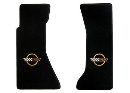 1991-1994 C4 Corvette Classic Loop Black Floor Mats with Gold Circle & Flags Logo - Premium Carpet Protection for Vintage Corvette Enthusiasts | Perfect for Car Shows, Daily Driving & Interior Restoration Projects
