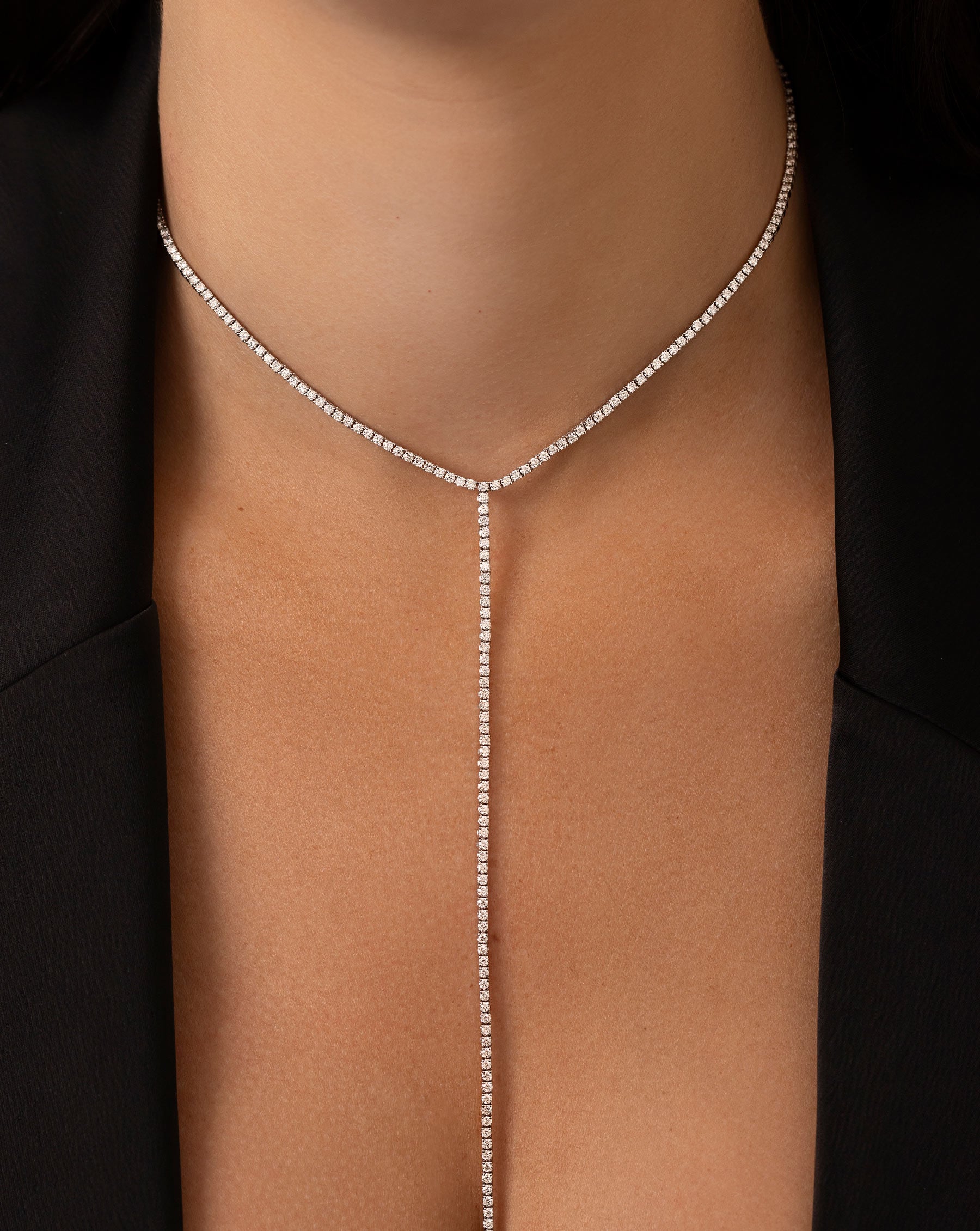 Exquisite Diamond Lariat Necklace for Women - 18K Gold Plated Elegant Y-Shape Chain - Perfect for Weddings, Parties & Special Occasions