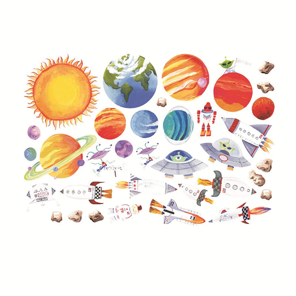 Celendi Minimalist Planet Wall Stickers - PVC Space Theme Decals for Kids Room, Nursery & Office Decor | Solar System Wall Art for Educational & Home Decoration