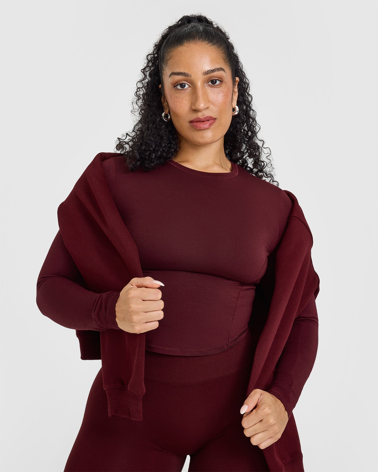 Mellow™ Soft Mid Long Sleeve T-Shirt for Women - Comfortable Rosewood Color Casual Top | Perfect for Everyday Wear, Office & Weekend Outfits
