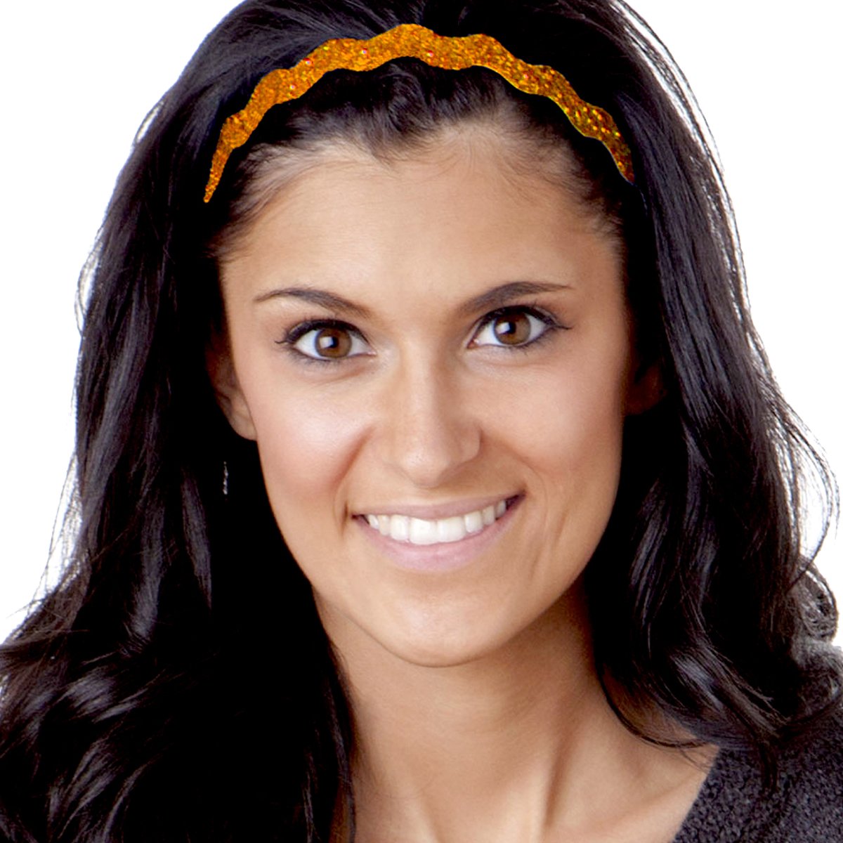 Sparkly Adjustable No-Slip Bling Headbands for Women, Girls & Teens - PETITE Size, 2-Pack (Glitter Mixed Orange) - Perfect for Sports, Workouts, and Everyday Fashion Accessories