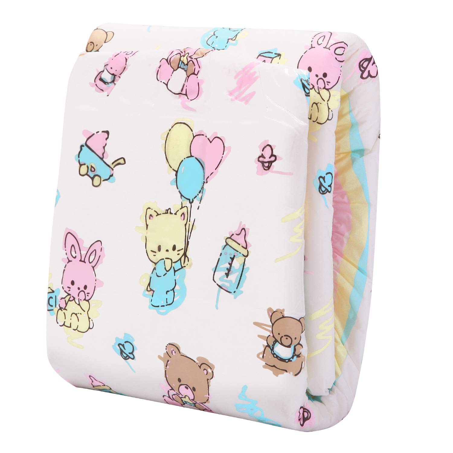 Littleforbig Adult Printed Diaper 80 Pieces (8 Packs) - Baby Cuties Design, Medium Size 28