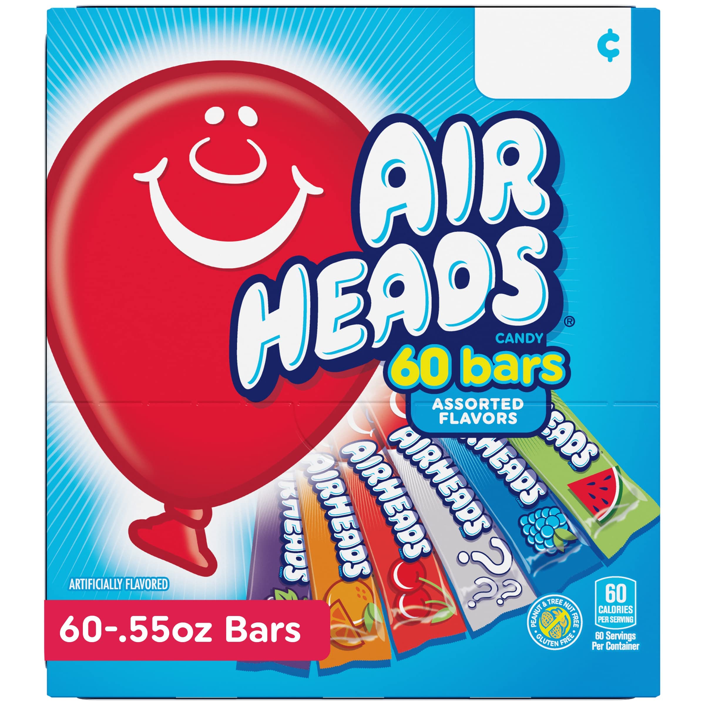 Airheads Chewy Fruit Candy Bars - Variety Pack (60 Count, 3 Pack) | Bulk Assorted Flavors for Halloween, Parties, School Snacks & Office Treats