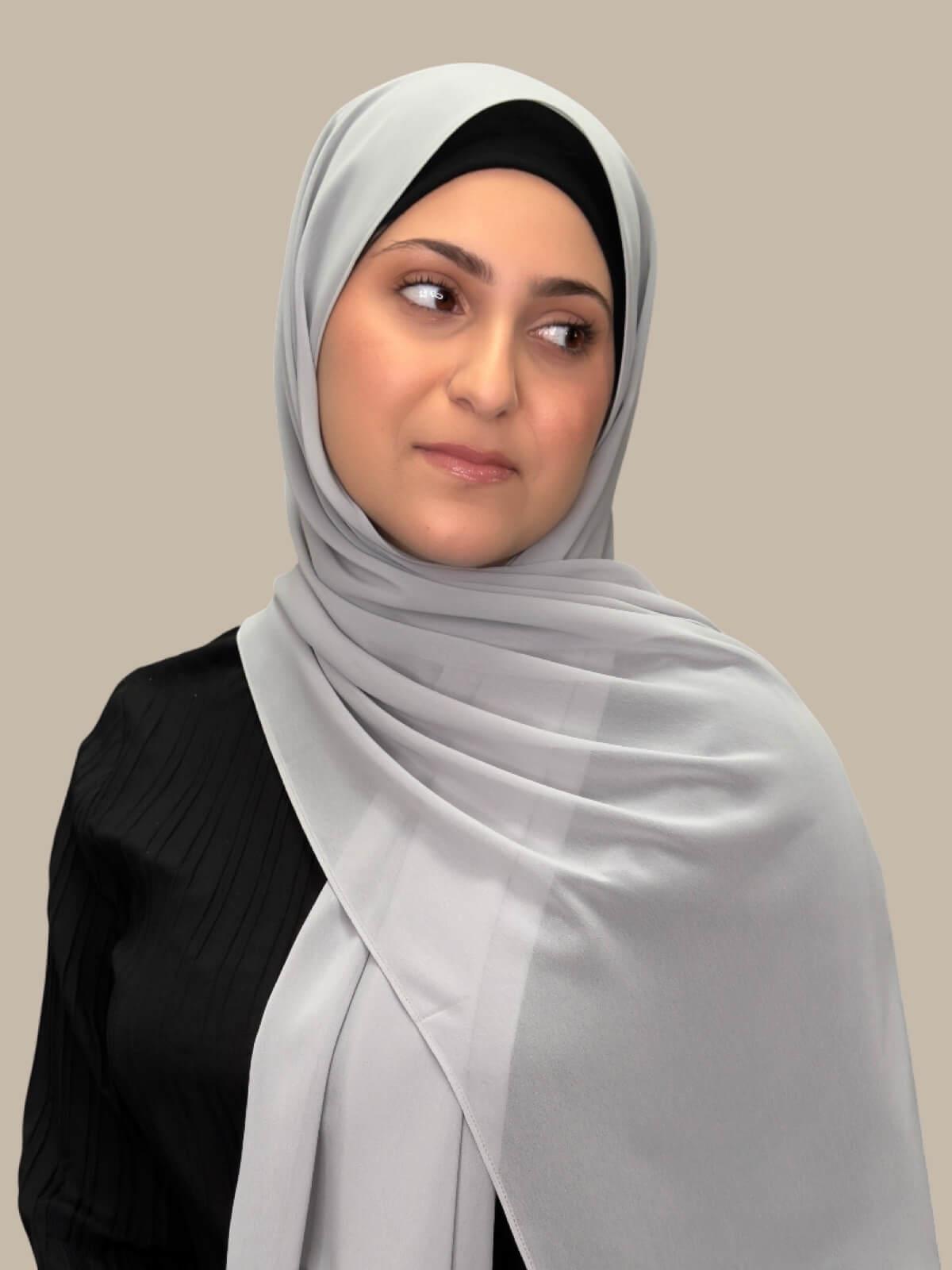 Luxury Chiffon Hijab for Women - Modish Girl Chic Grey Scarf - Perfect for Daily Wear, Special Occasions & Muslim Fashion