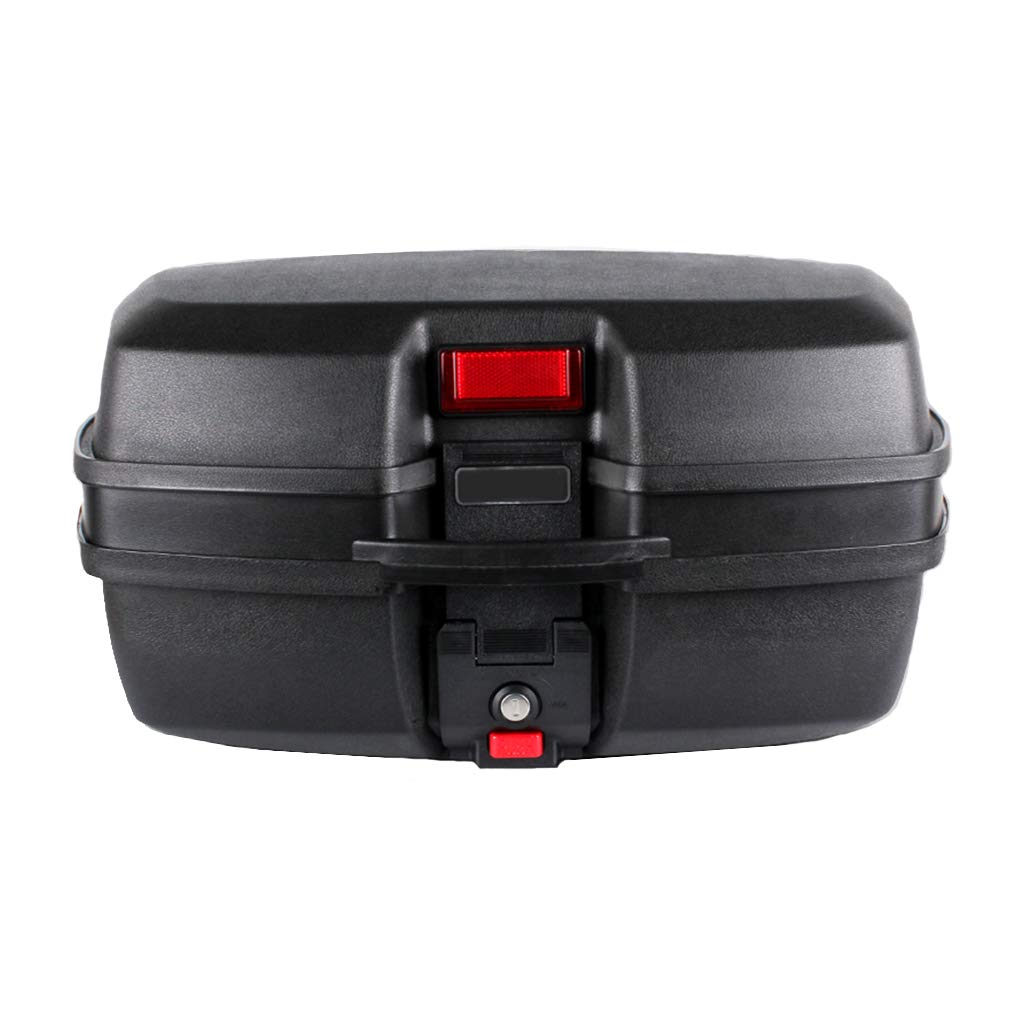 ADKINC 45L Motorcycle Touring Tail Box - Waterproof Top Storage Case with LED Warning Light, Quick Release Mount, Fits 2 Full Face Helmets - Perfect for Road Trips & Commuting