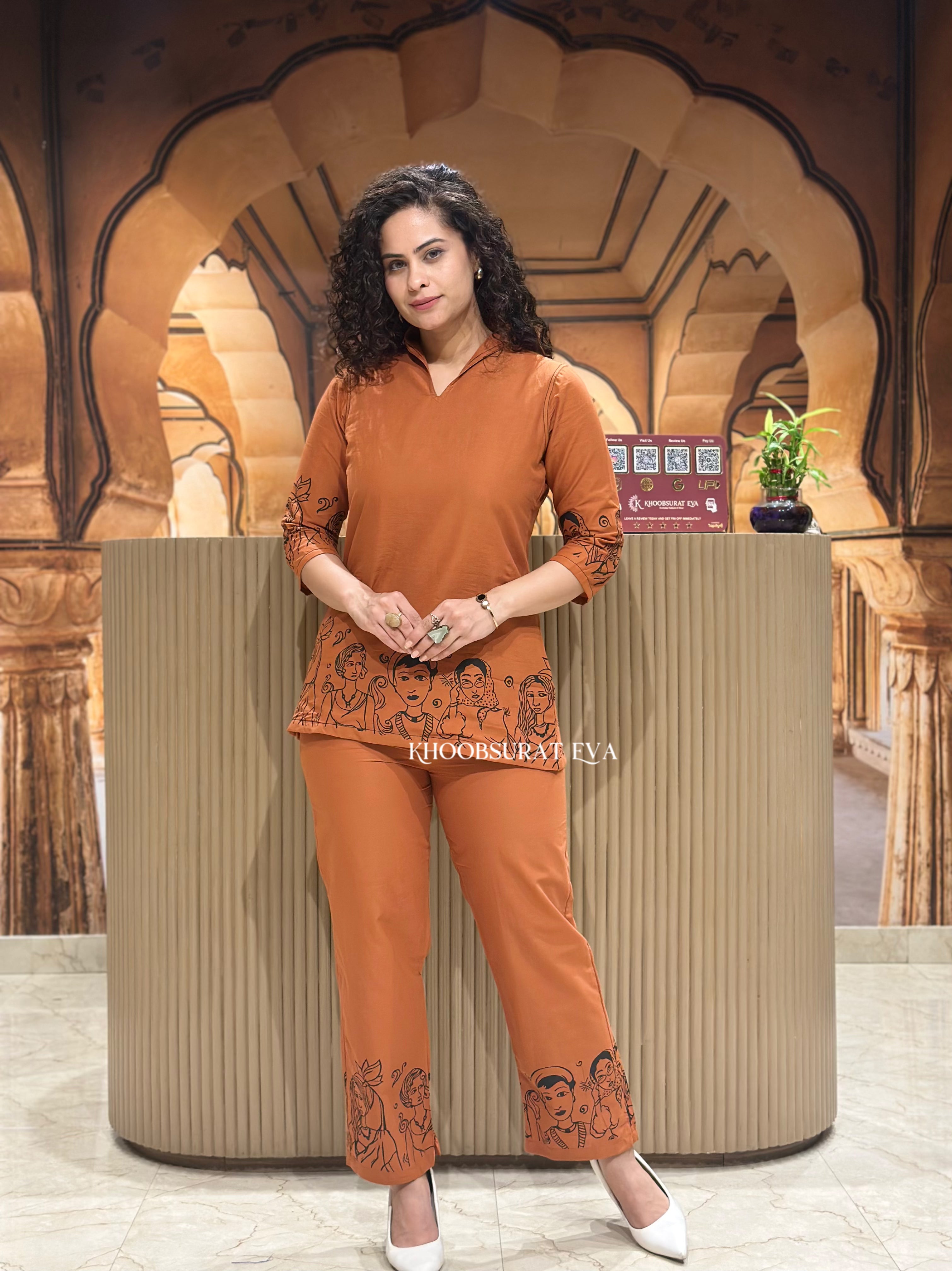 Stylish Rust-Colored Matching Outfit Set for Women - Perfect for Casual Wear, Date Nights & Fall Fashion