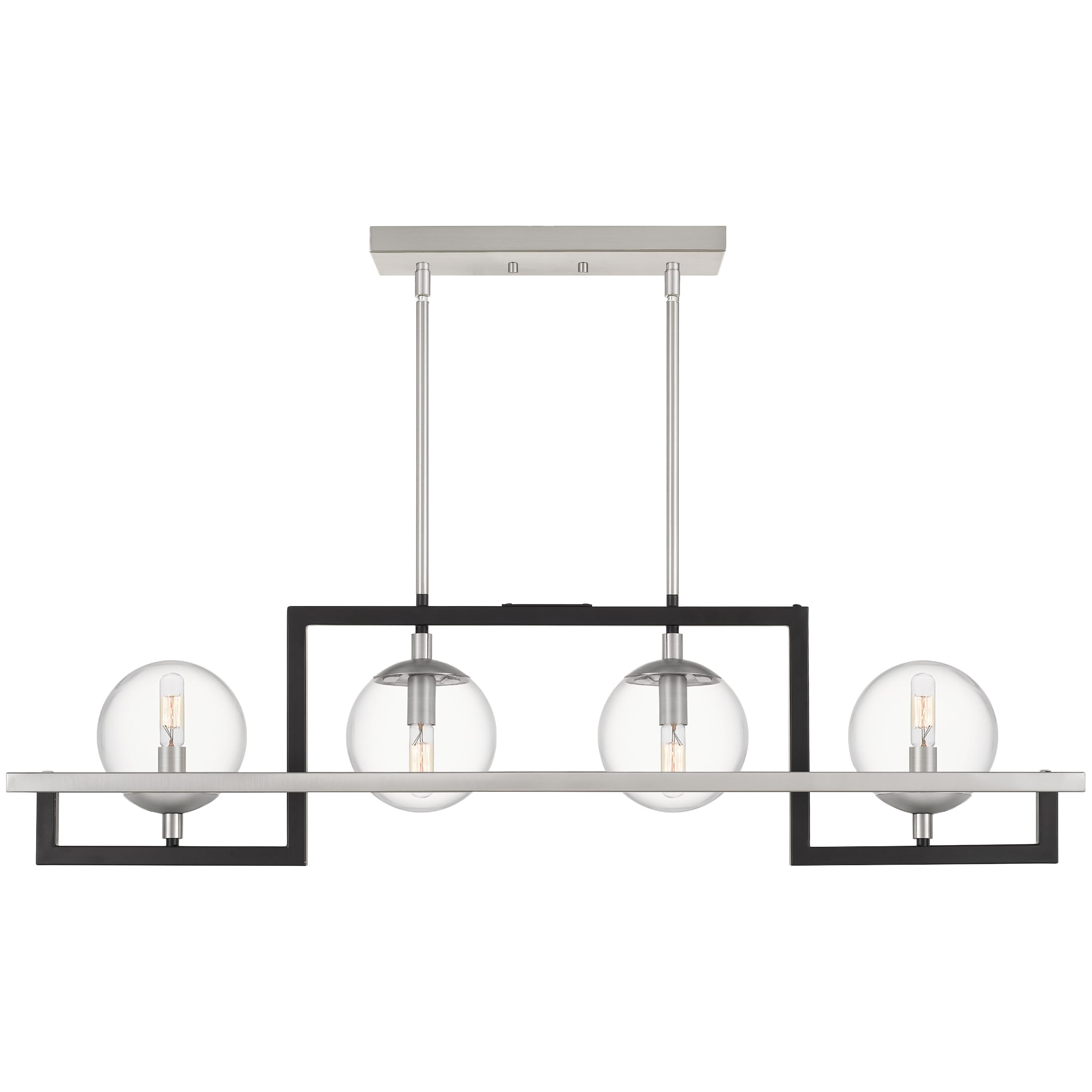 Quoizel Kane 4-Light Earth Black Linear Chandelier - Modern Farmhouse Ceiling Light Fixture for Dining Room, Kitchen Island & Living Room Lighting